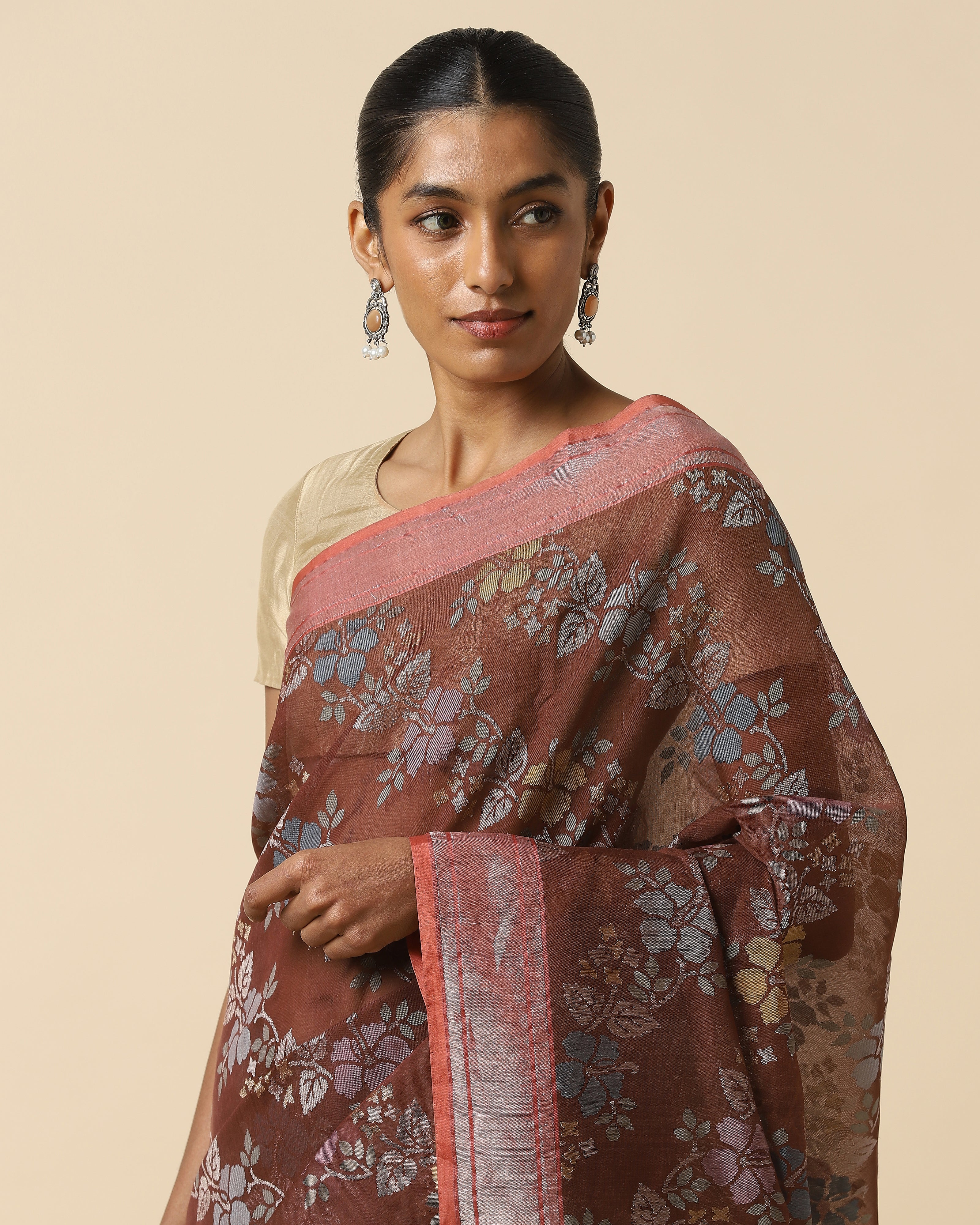 Sindhura Banarasi Jamdani Silk Cotton Saree