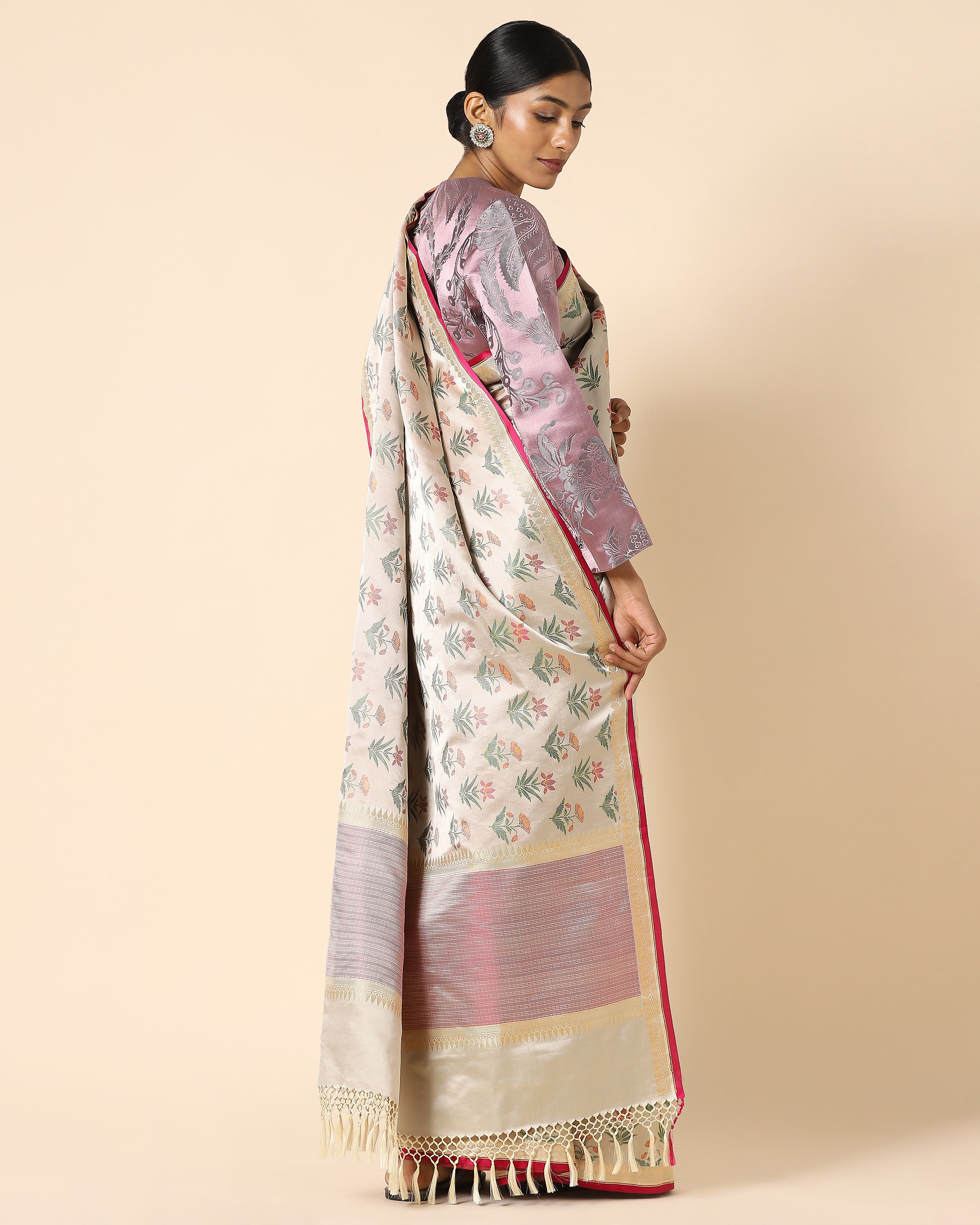 Juniper Banarasi Tanchoi Silk Saree