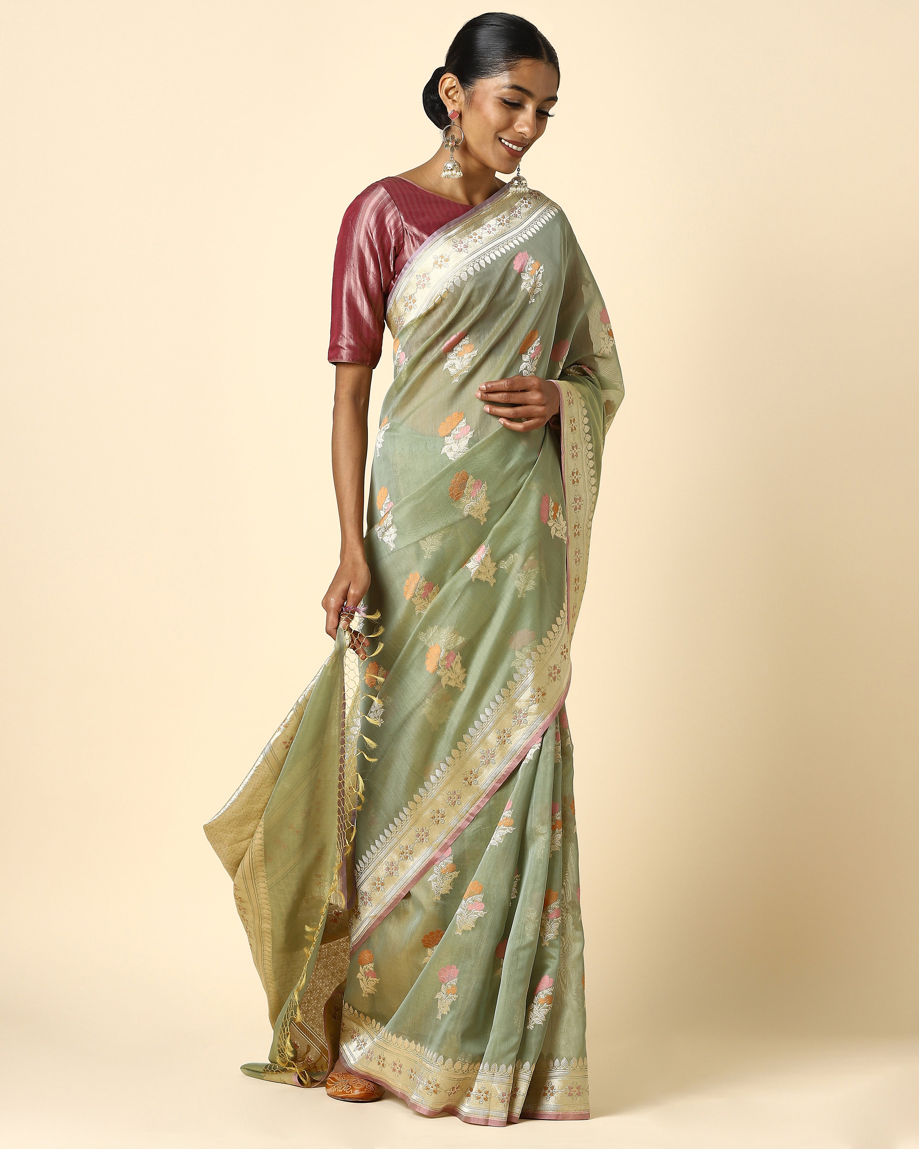 Ambretta Banarasi Kadwa Silk Cotton Saree