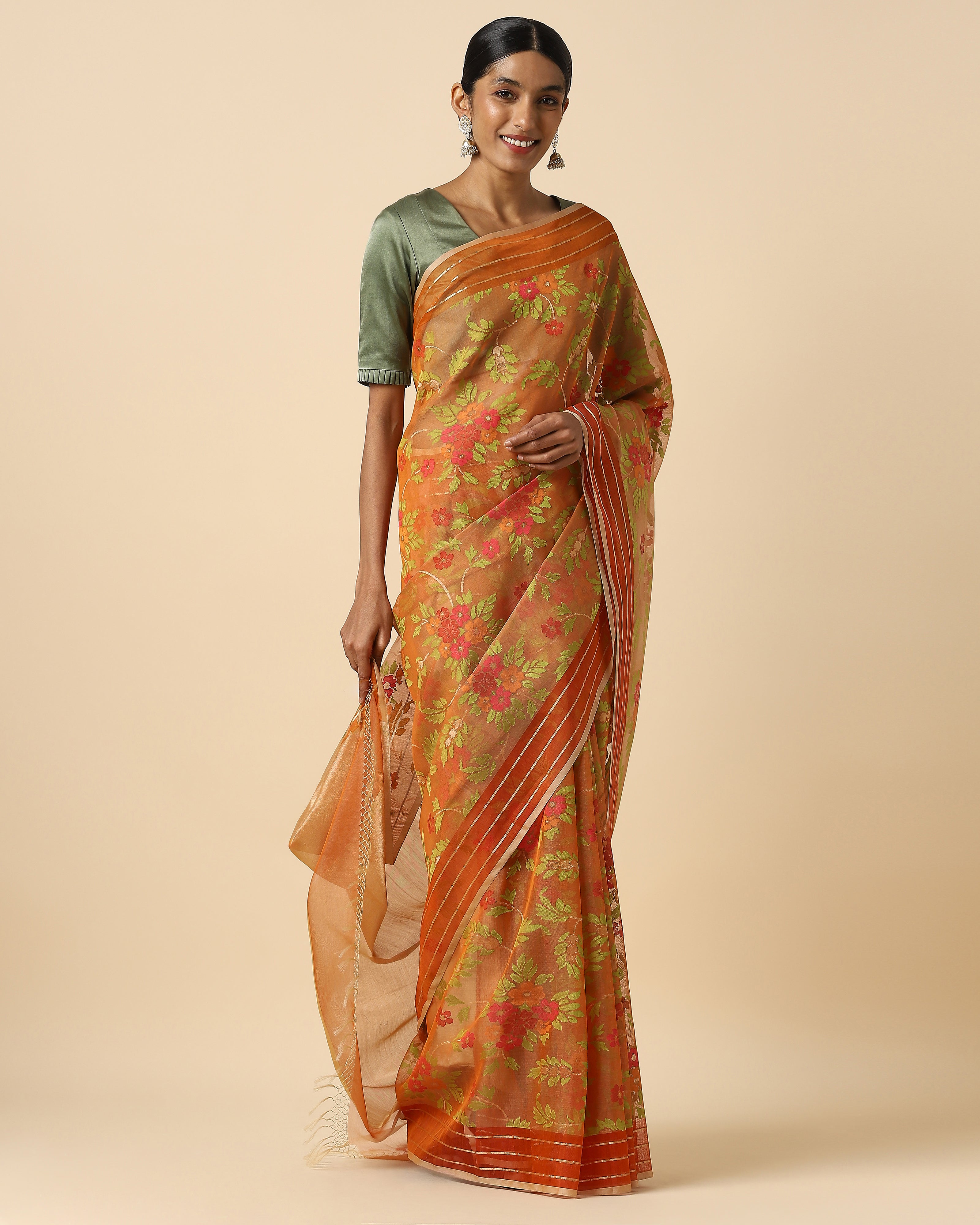 Lekhni Banarasi Jamdani Silk Cotton Saree