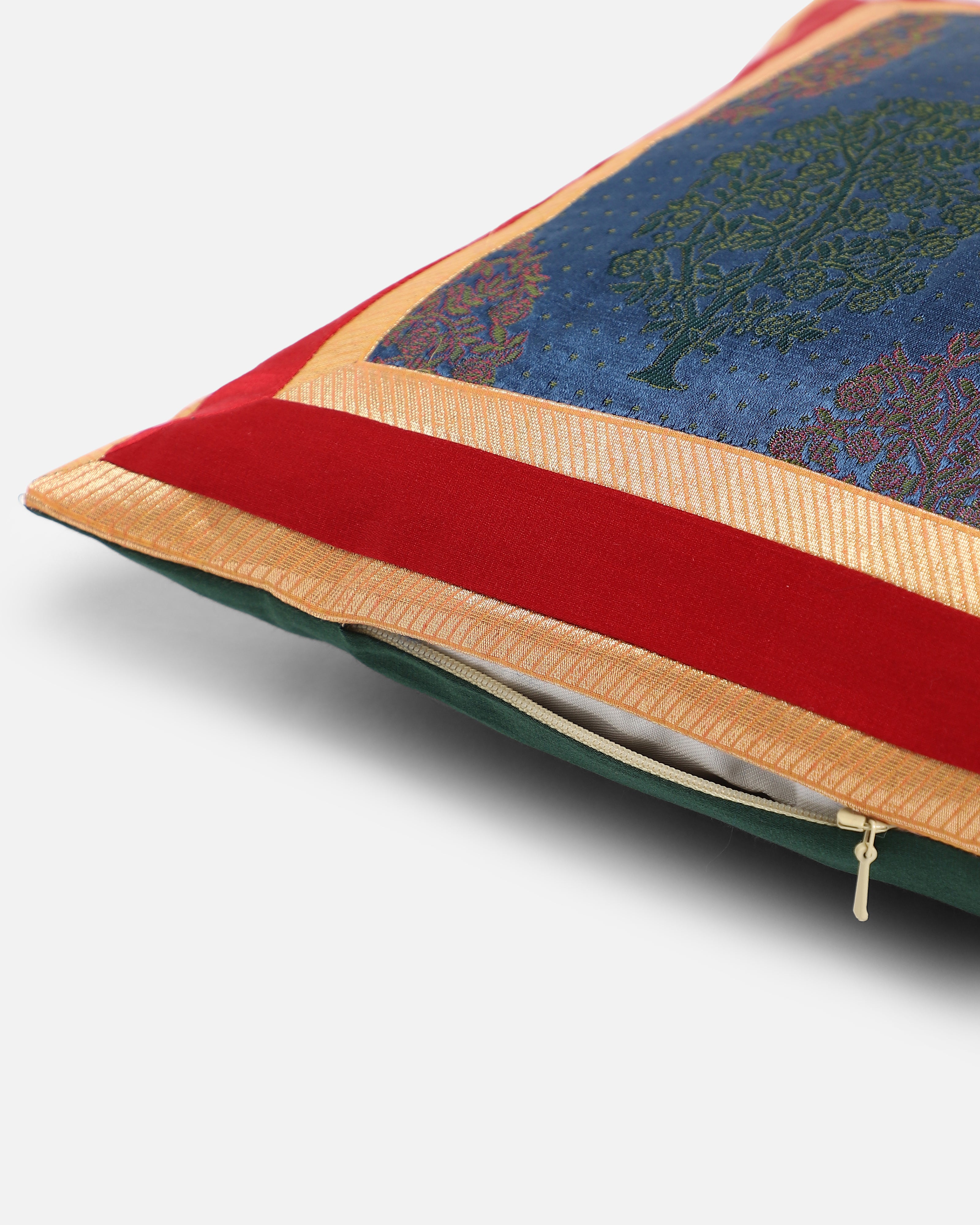 Verinag Banarasi Satin Brocade Viscose Cushion Cover