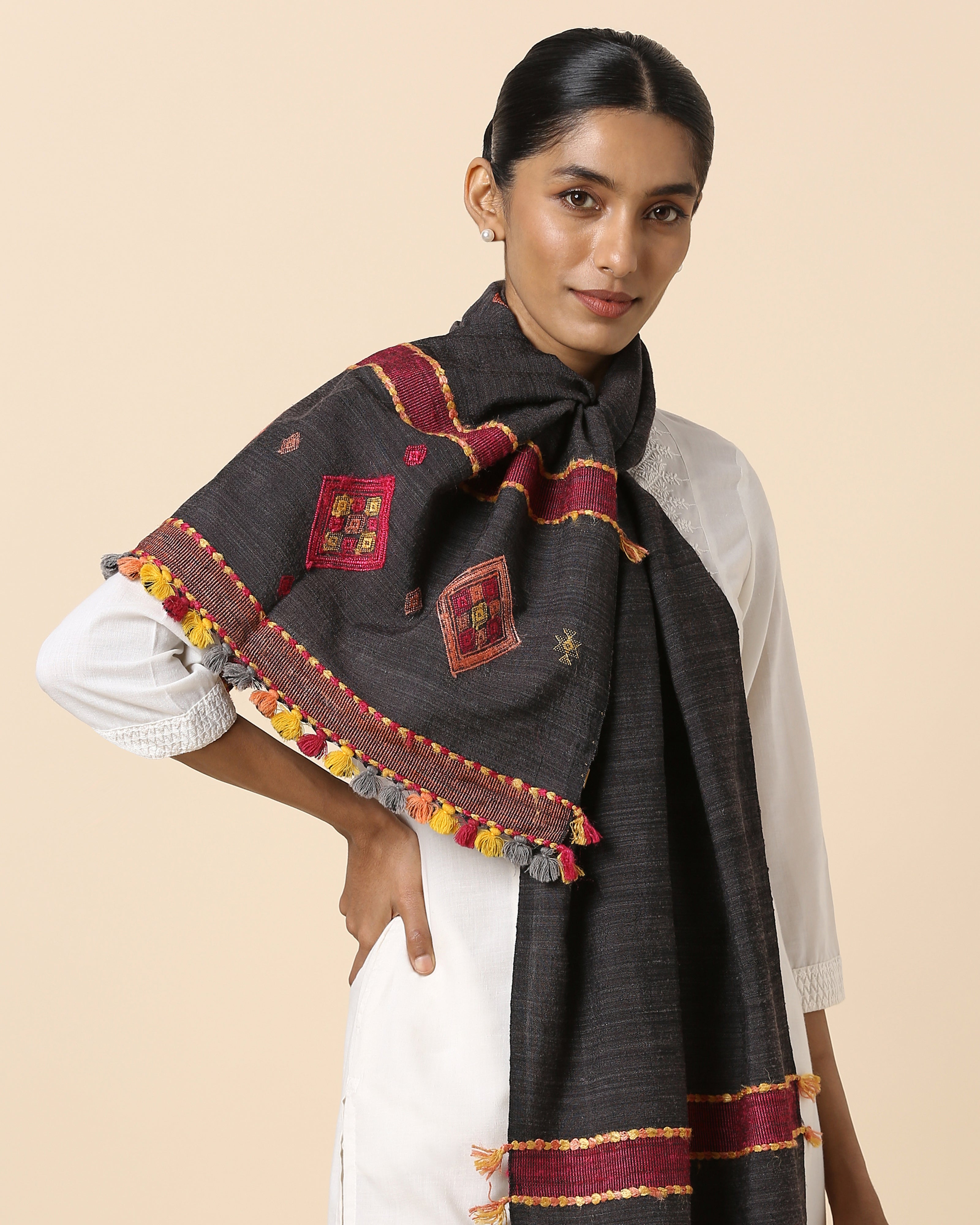 Caria Bhujodi Extra Weft Wool Silk Stole