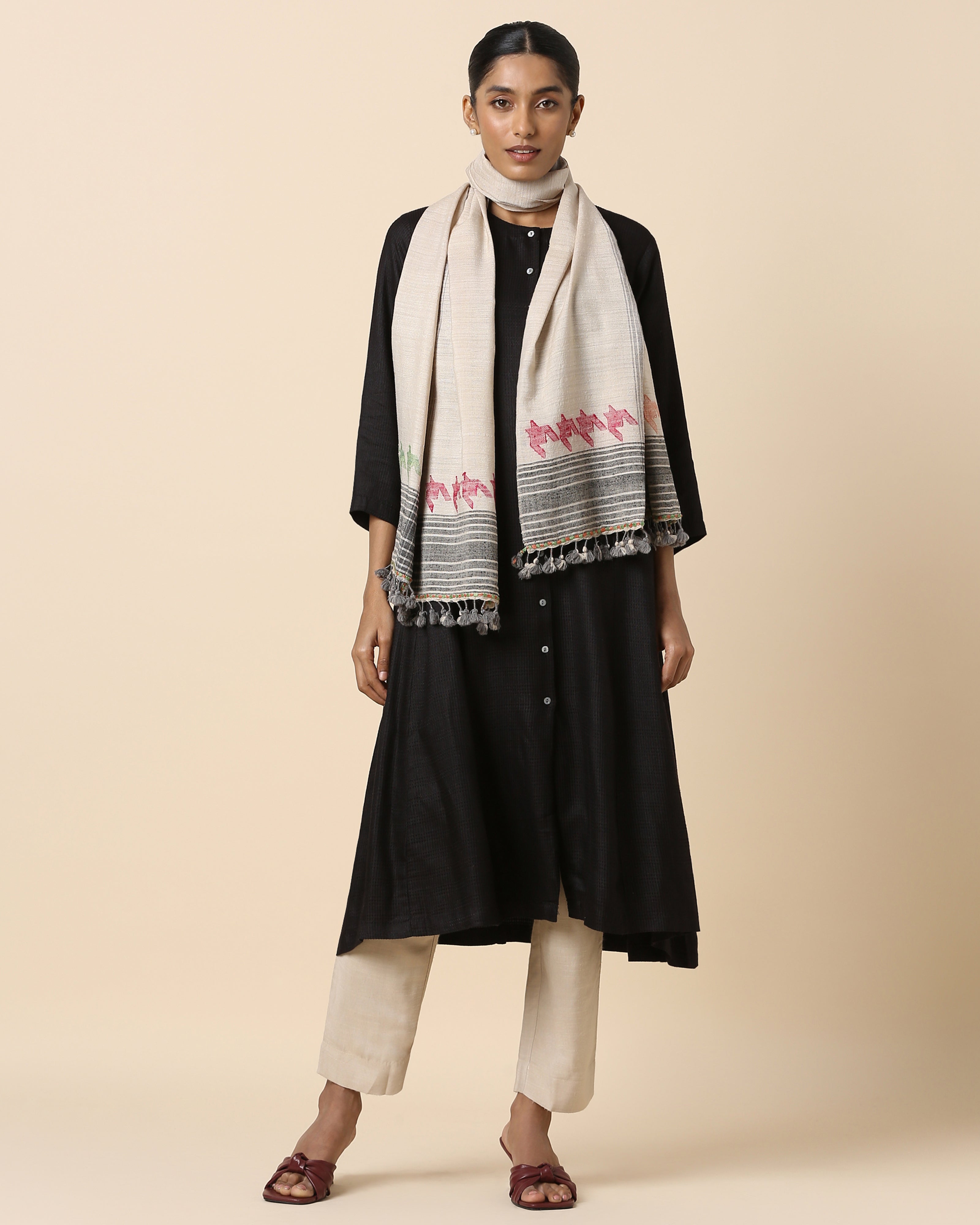 Corsica Bhujodi Extra Weft Wool Silk Stole