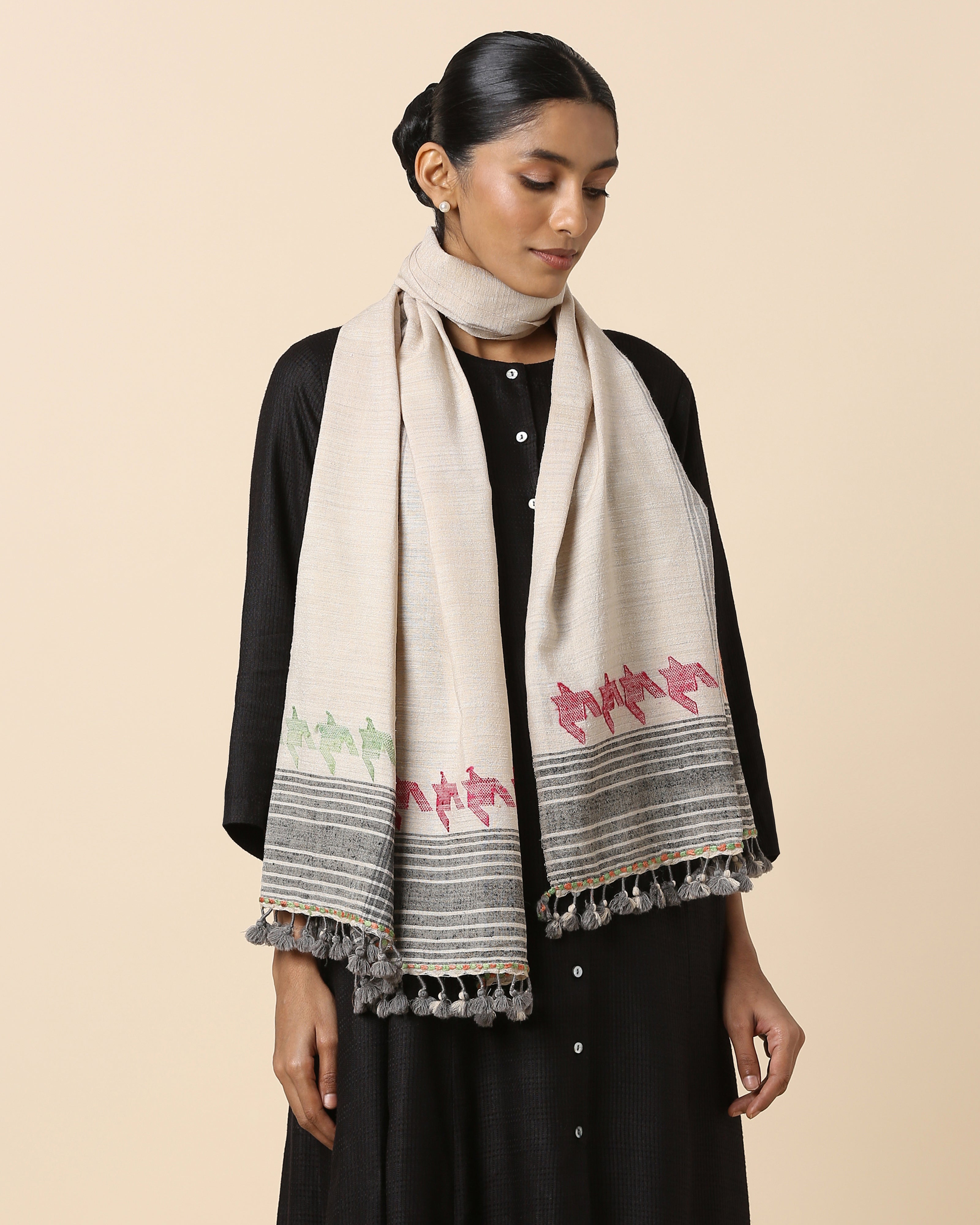 Corsica Bhujodi Extra Weft Wool Silk Stole