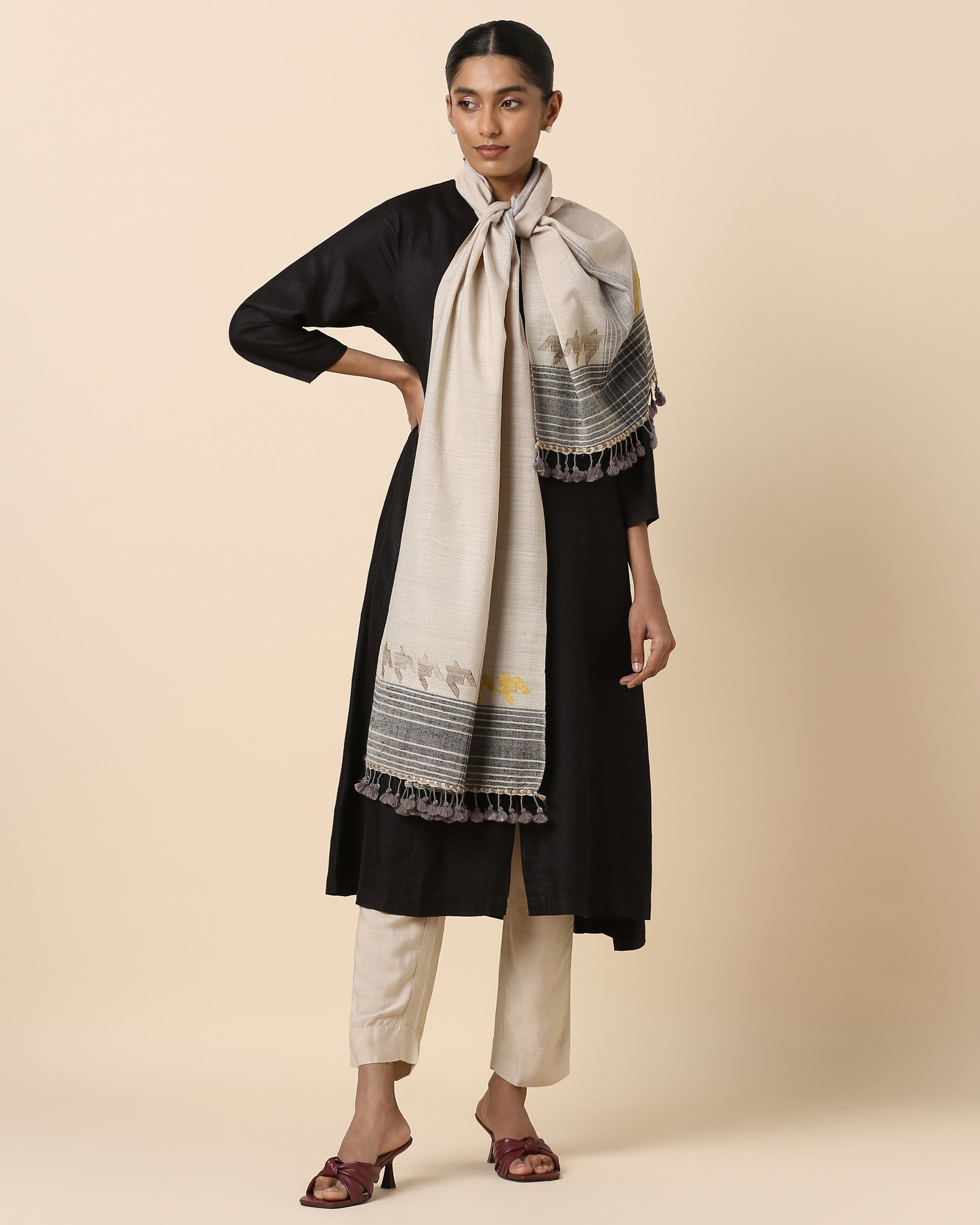 Corsica Bhujodi Extra Weft Wool Silk Stole