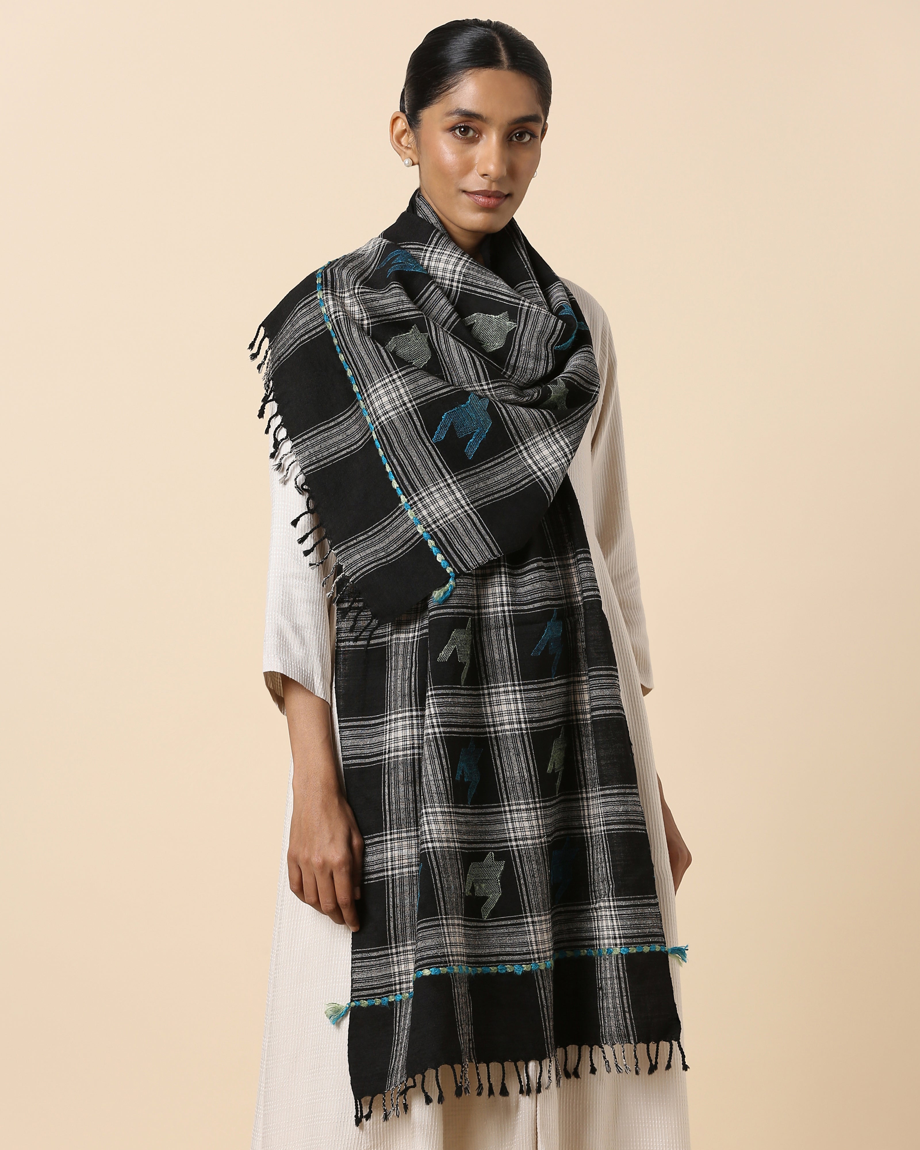 Domme Bhujodi Extra Weft Wool Silk Stole