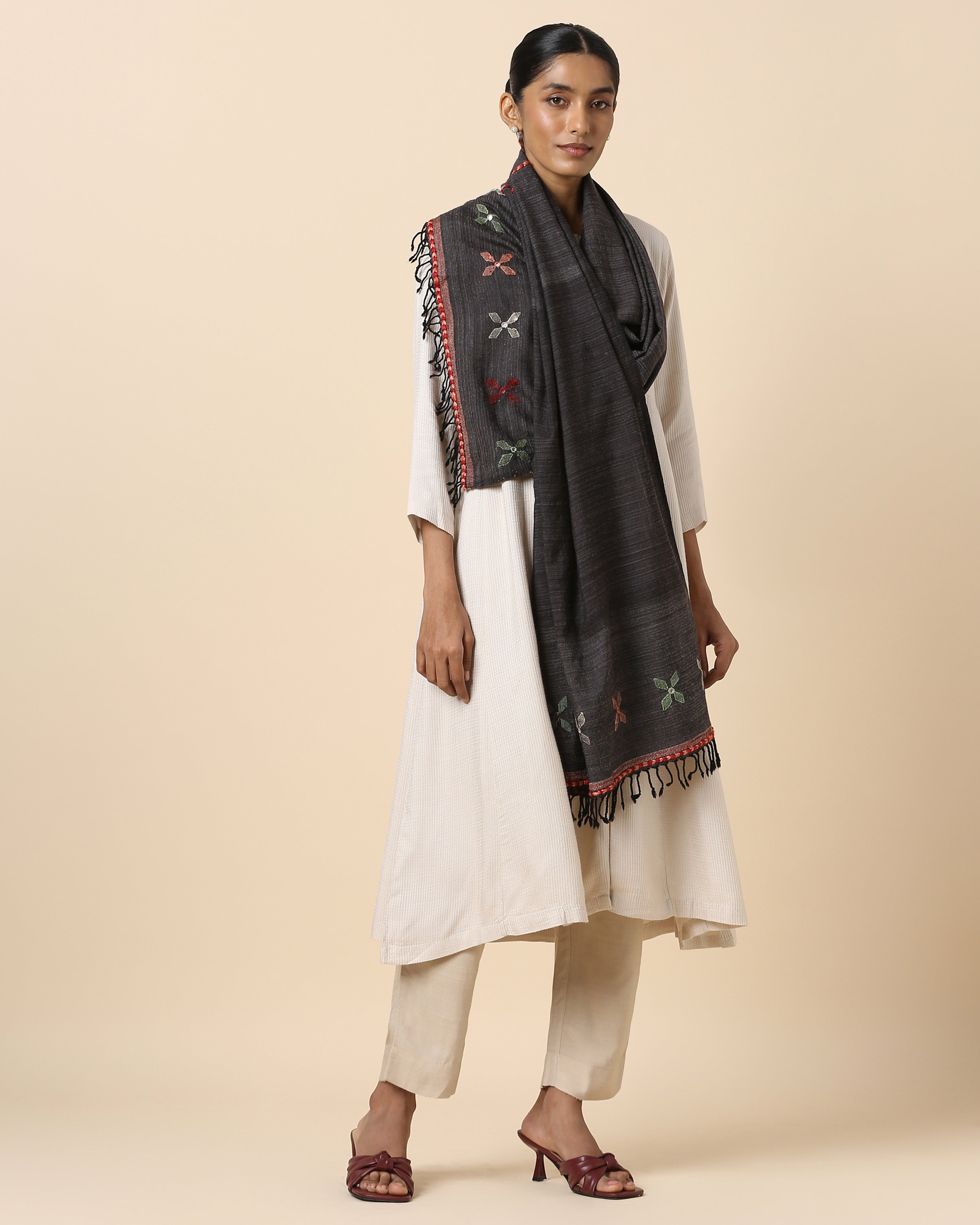 Floryn Bhujodi Extra Weft Wool Silk Stole