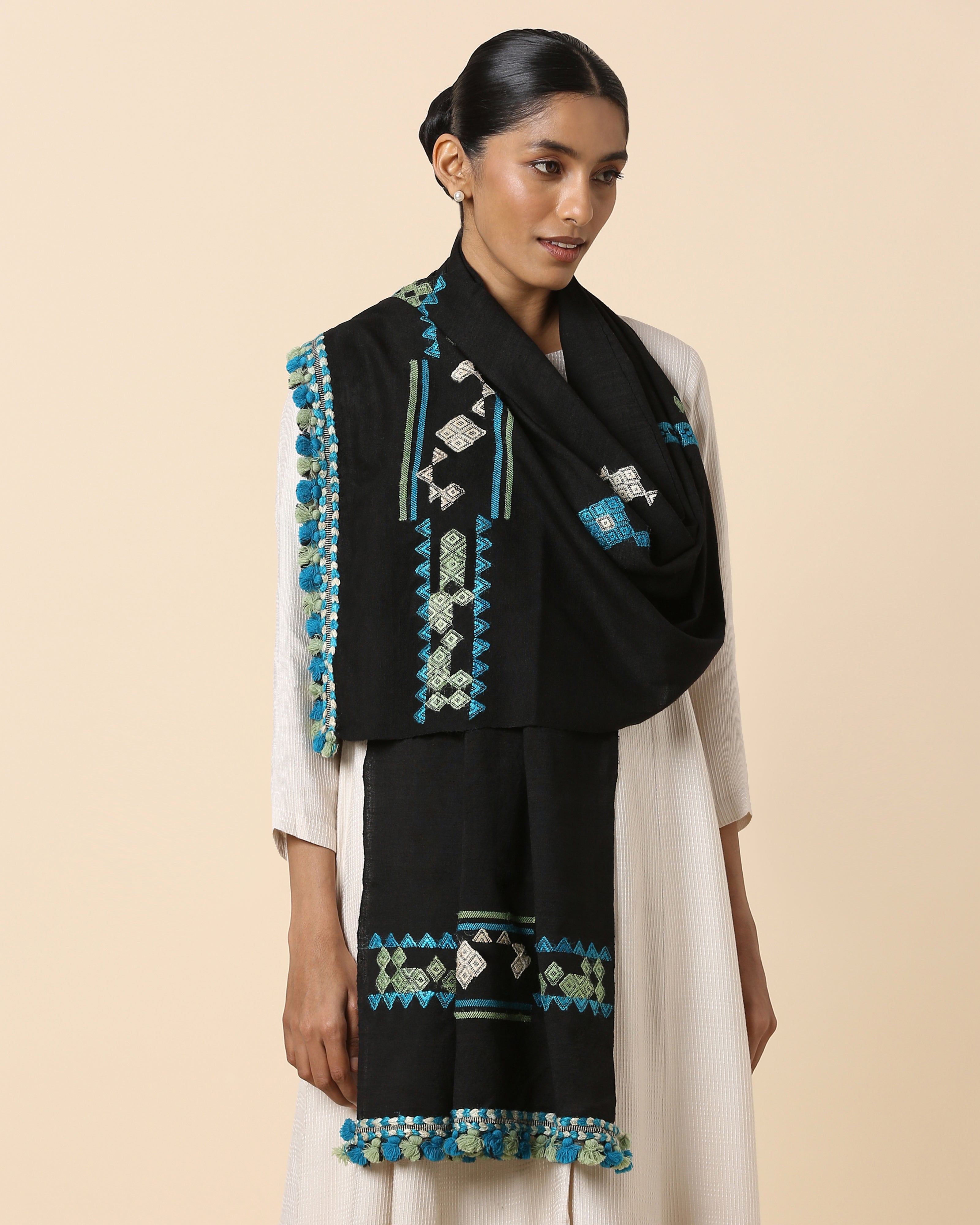 Urja Bhujodi Extra Weft Wool Silk Stole