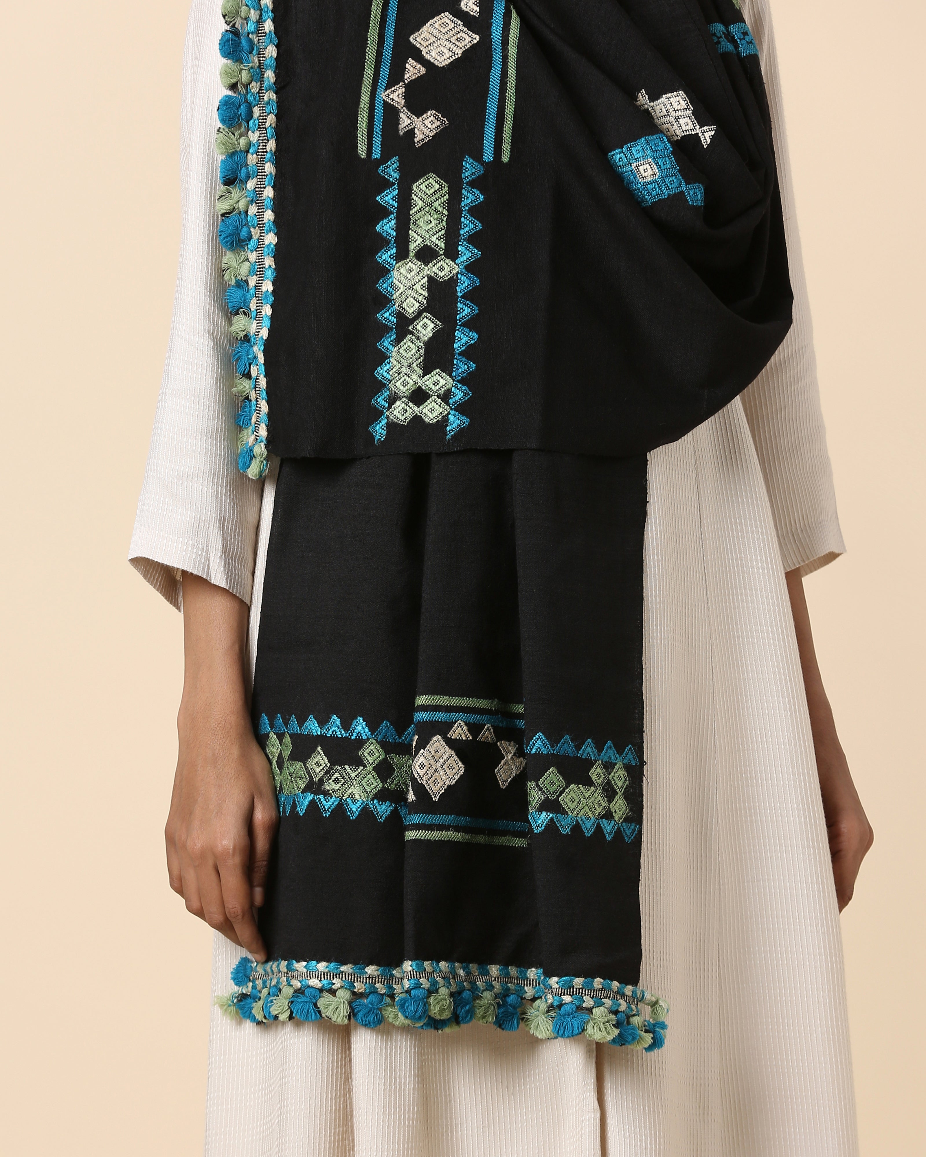 Urja Bhujodi Extra Weft Wool Silk Stole