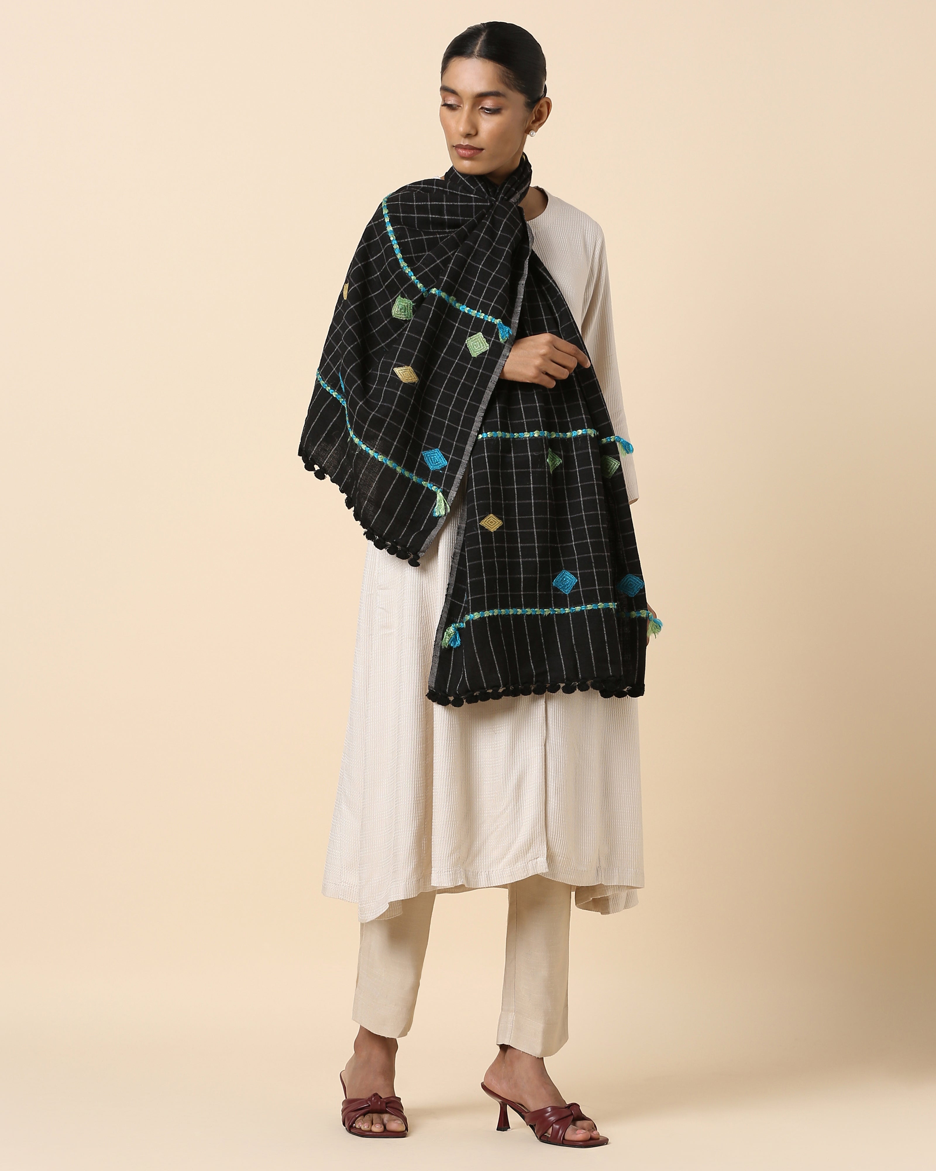 Utsav Bhujodi Extra Weft Wool Silk Stole