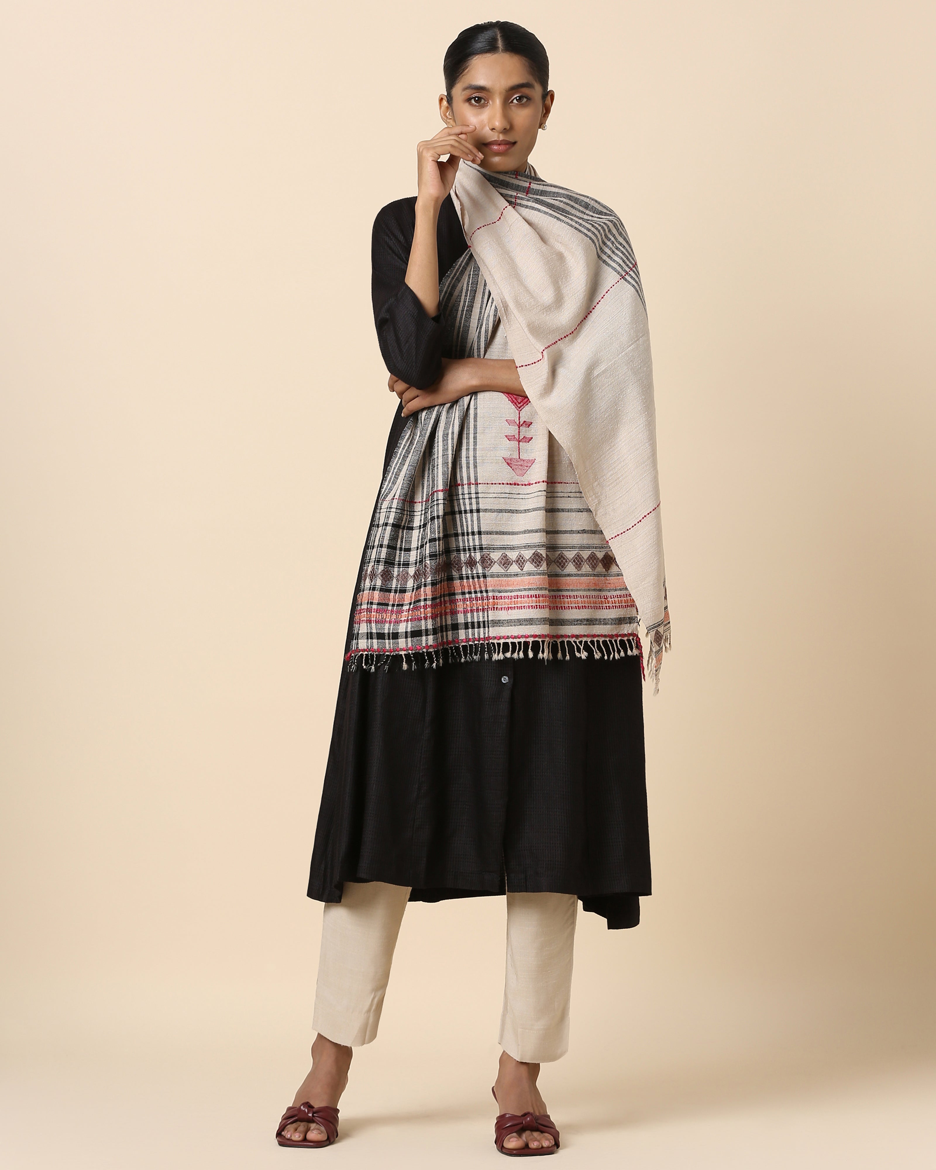 Volta Bhujodi Extra Weft Wool Silk Stole