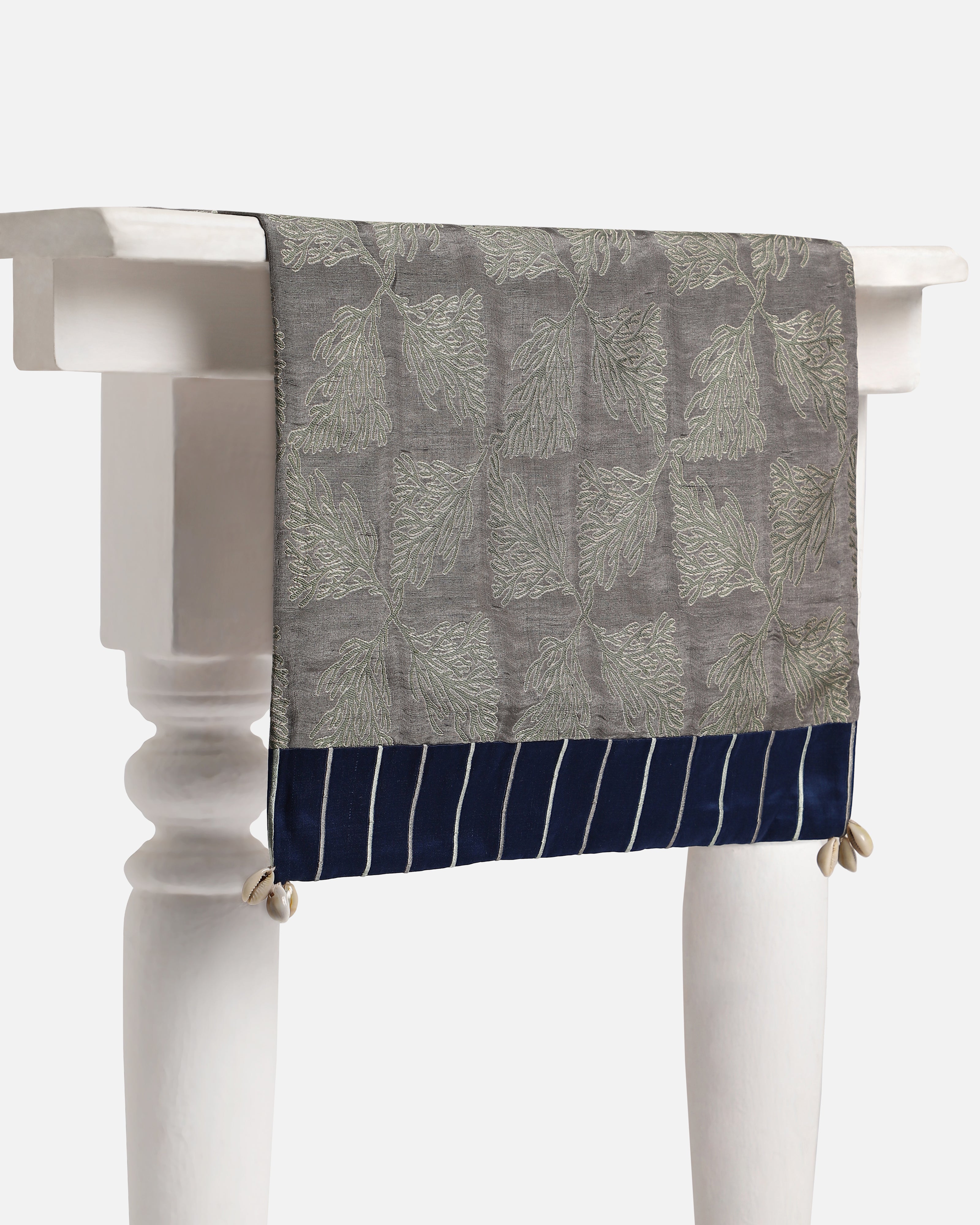 Misu Banarasi Satin Brocade Silk Linen Table Runner