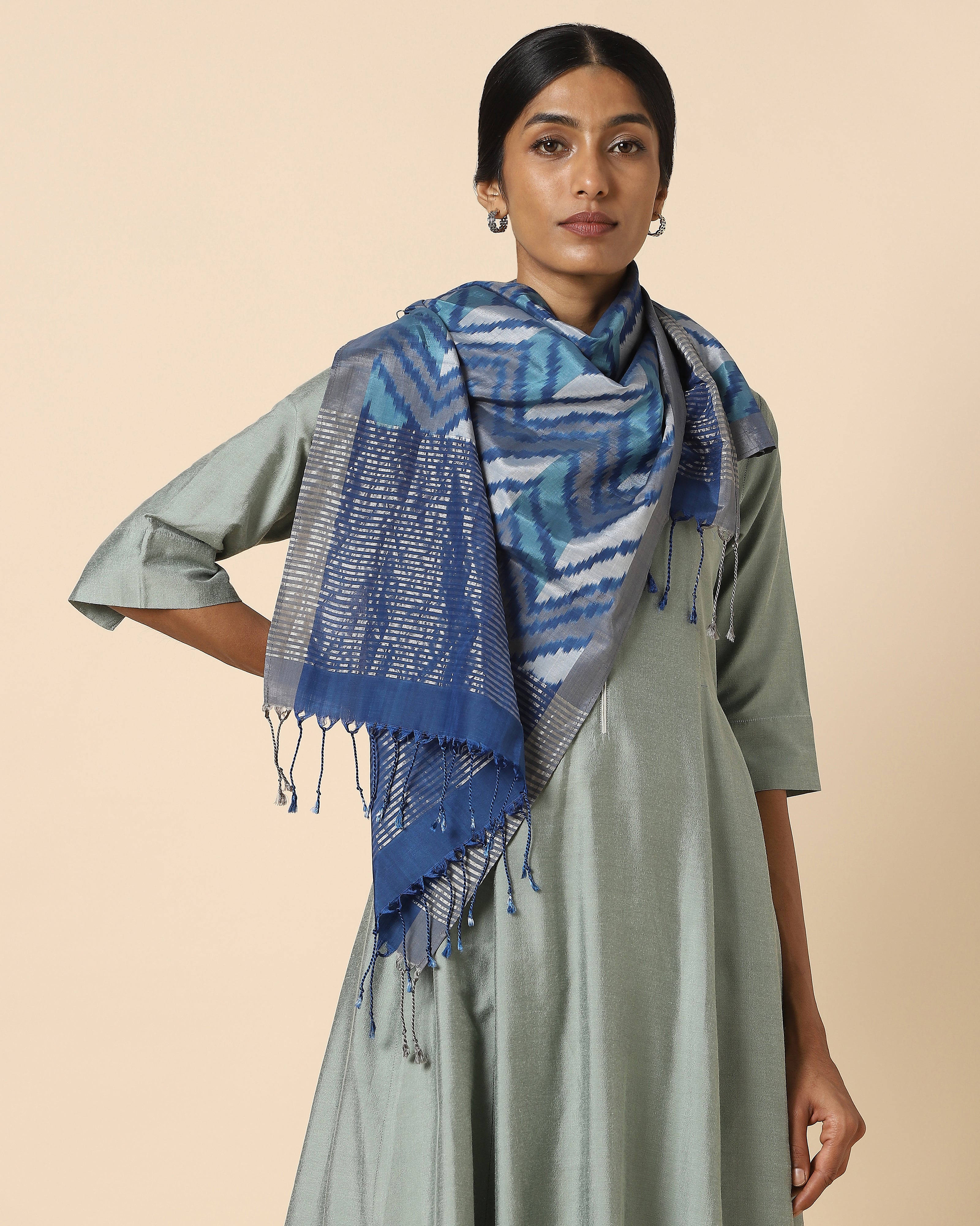 Brooke Pochampally Warp Ikat Silk Cotton Stole