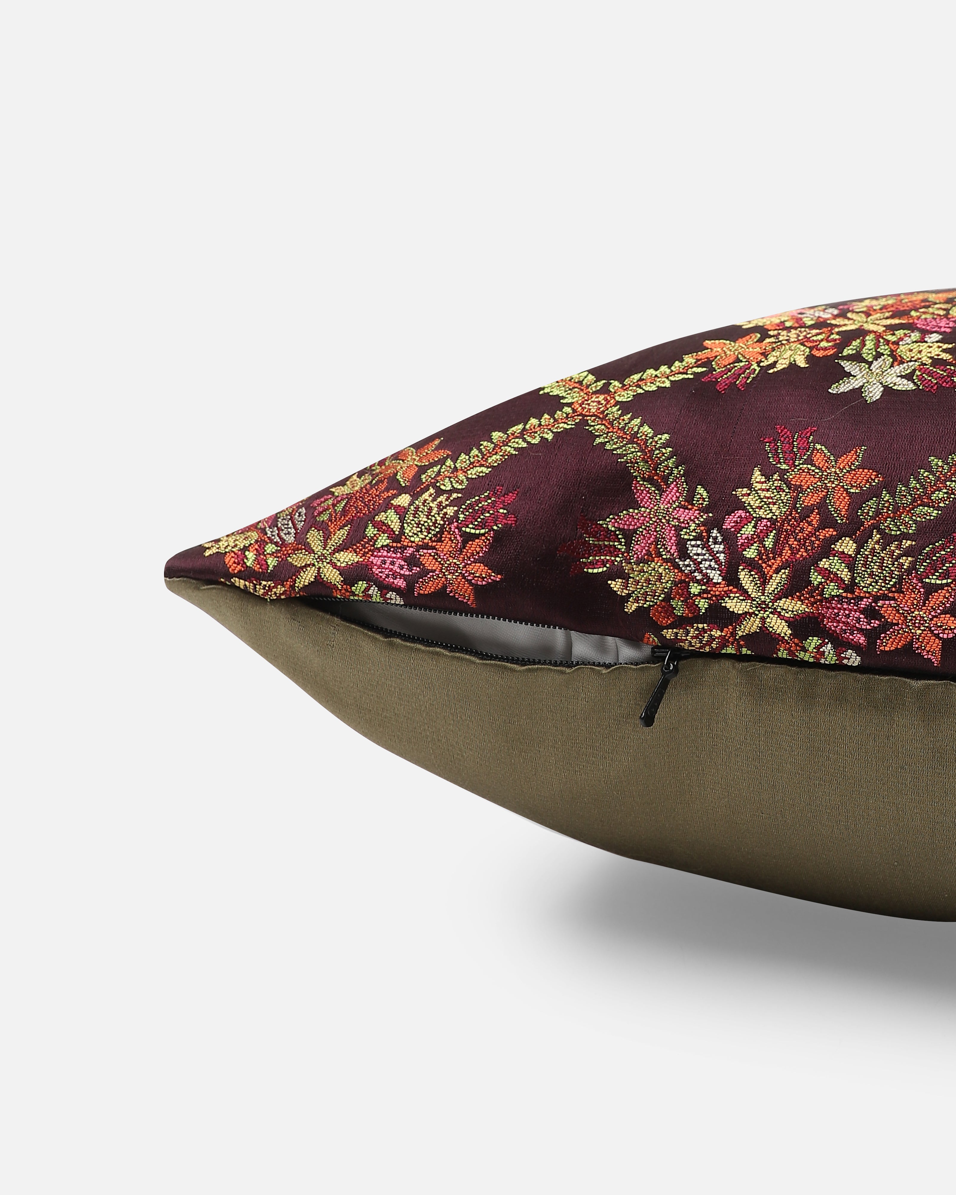 Eliot Banarasi Satin Brocade Silk Viscose Cushion Cover