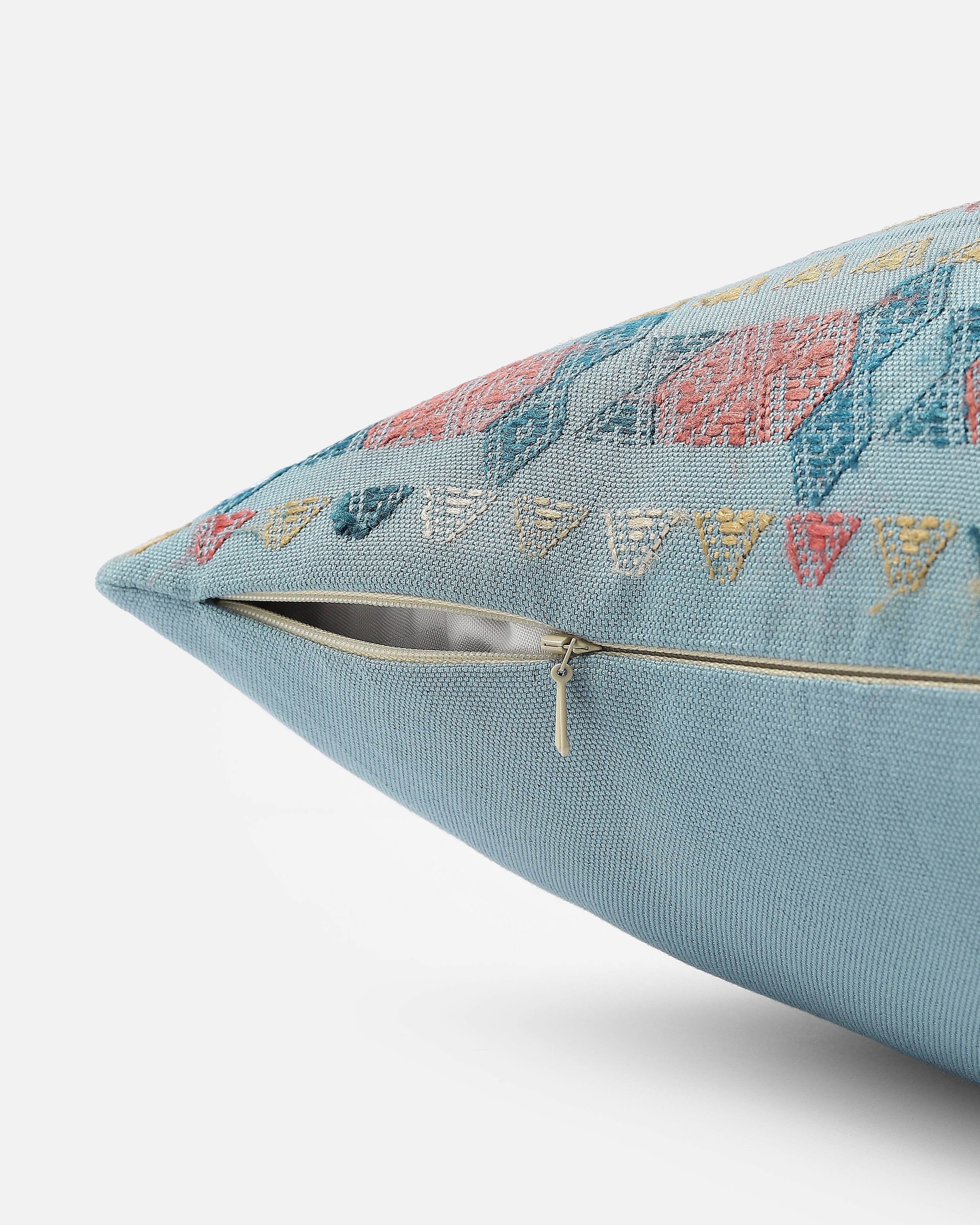 Poppy Bhujodi Extra Weft Cotton Cushion Cover