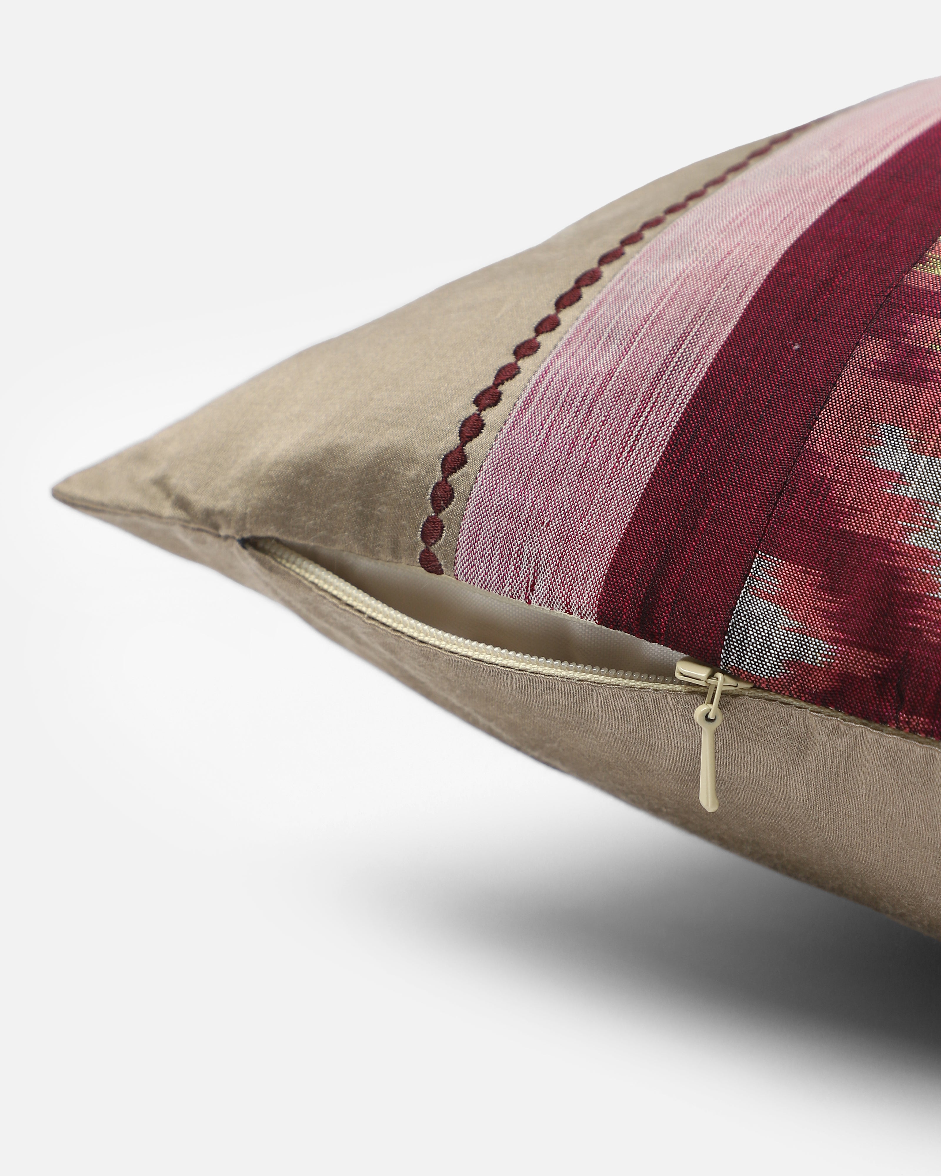 Mallow Pochampally Weft Ikat Cotton Silk Cushion Cover