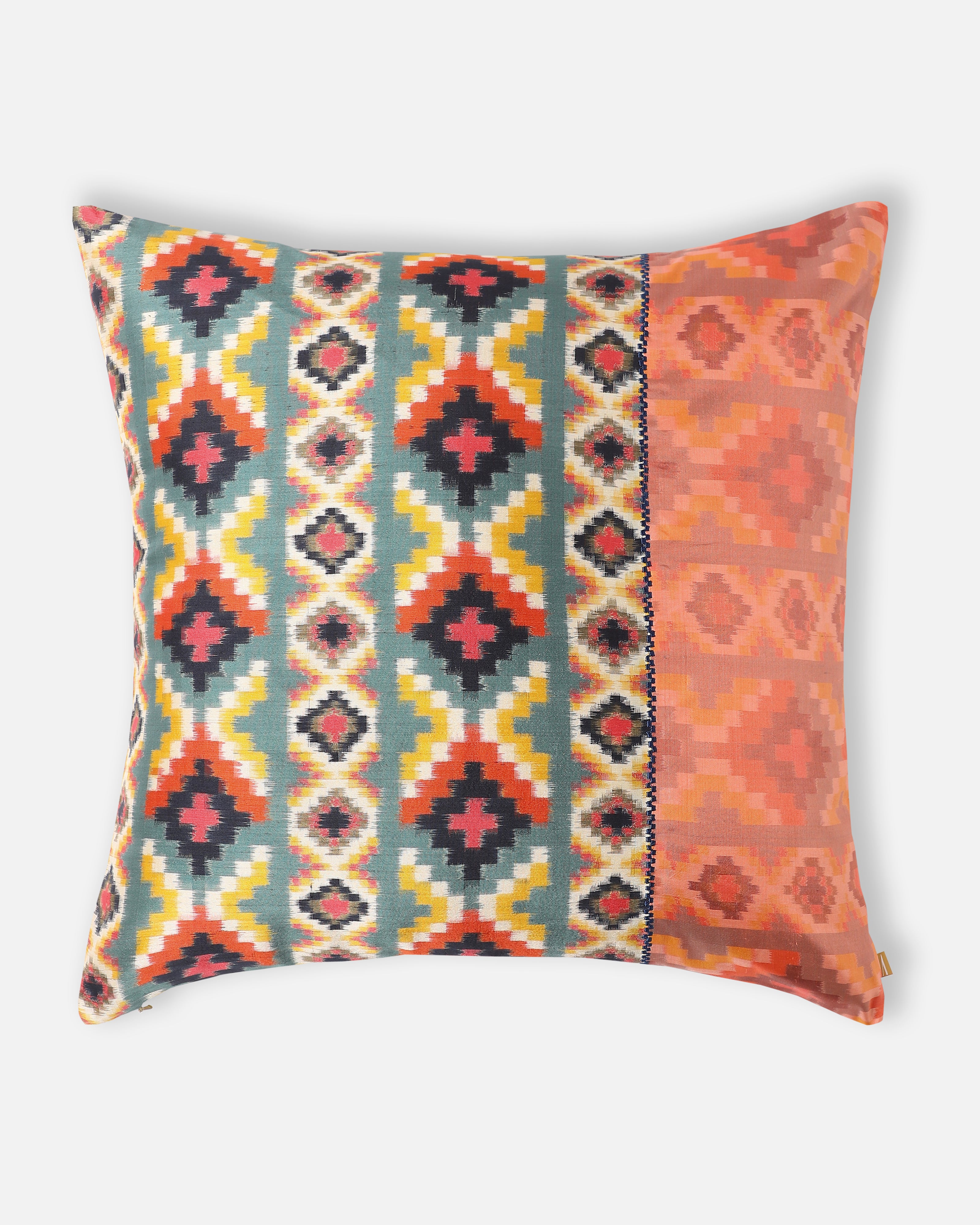 Tosh Pochampally Double Ikat Silk Cushion Cover