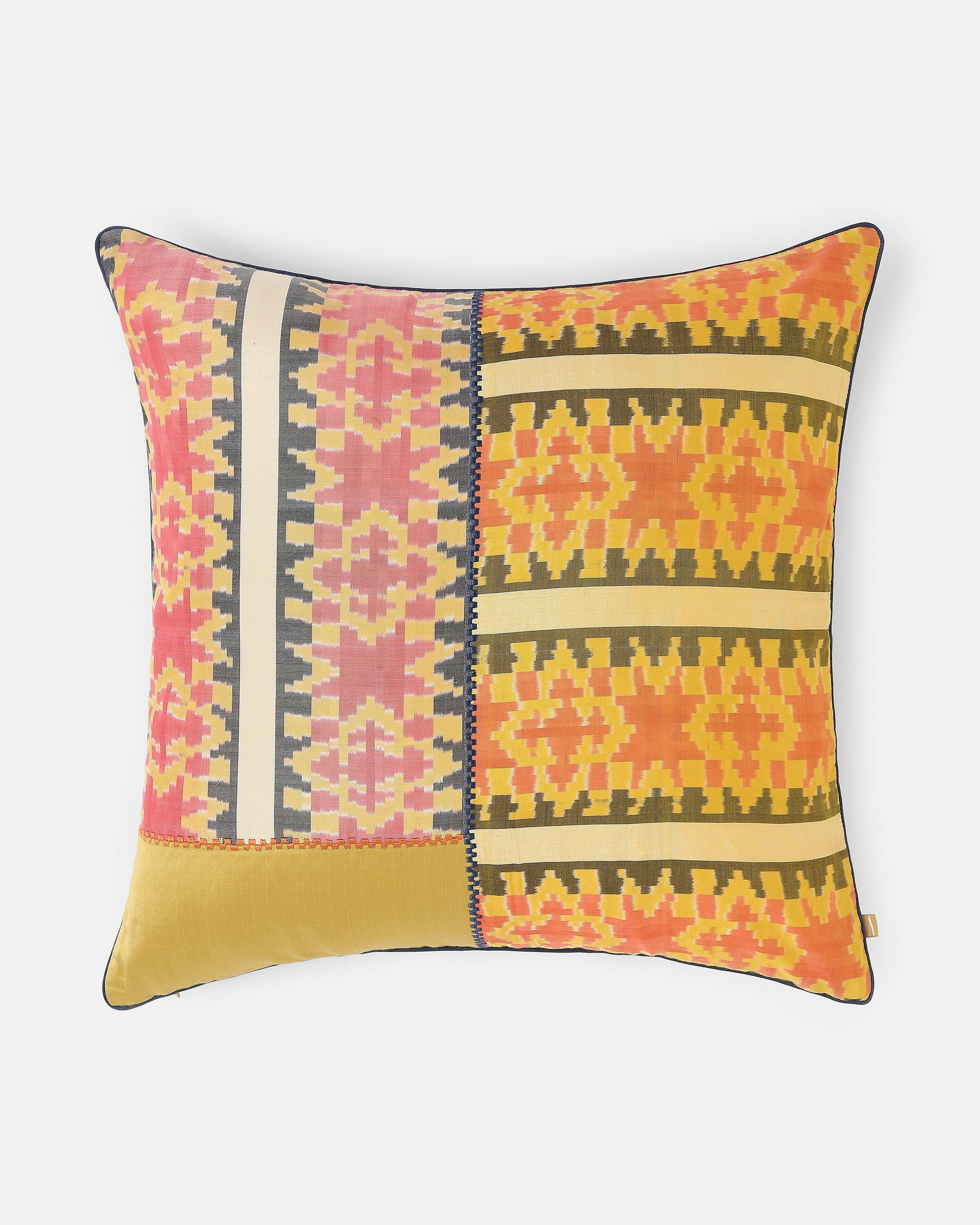 Kullu Pochampally Warp Ikat Silk Cotton Cushion Cover