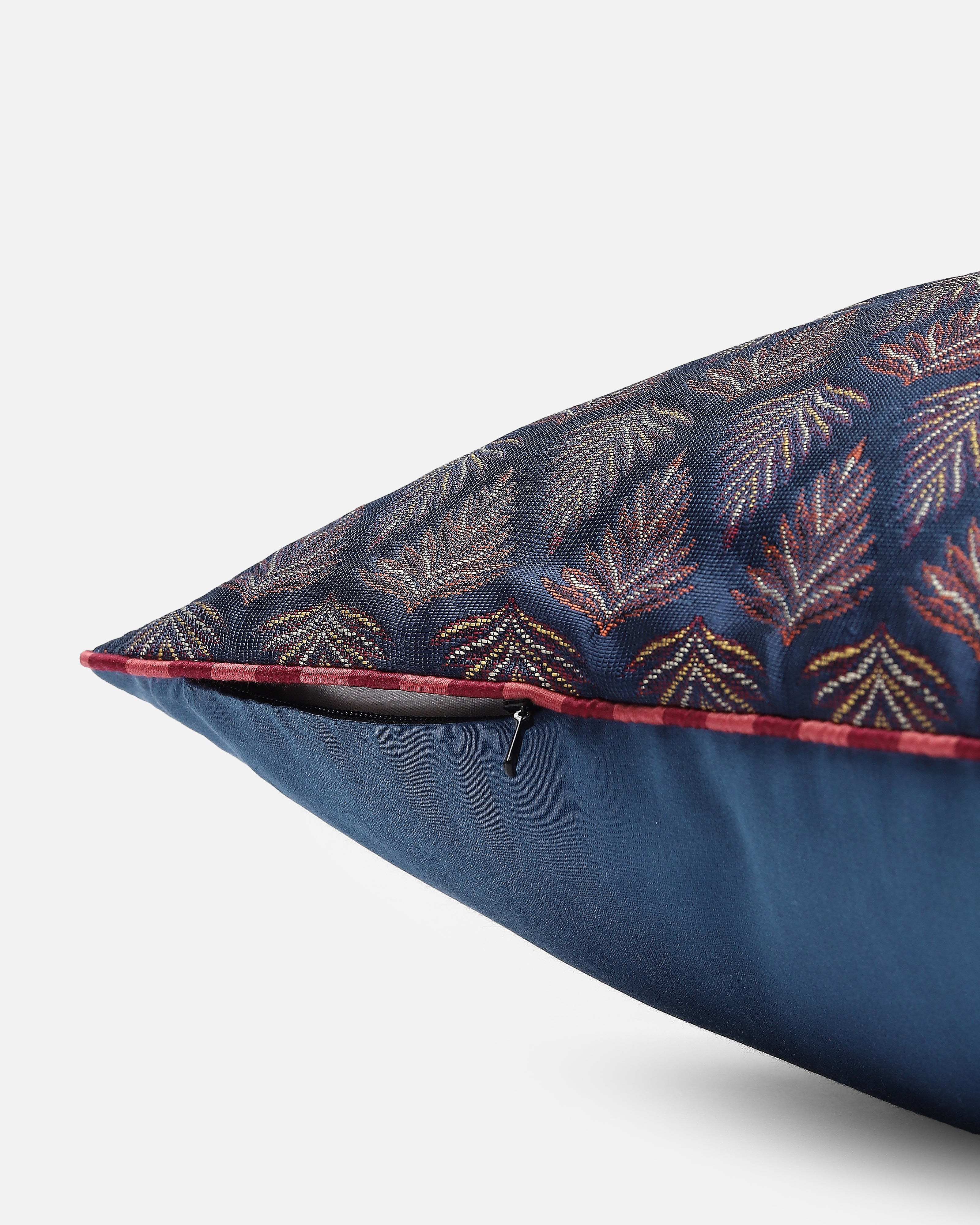 Hoja Banarasi Satin Brocade Silk Viscose Cushion Cover