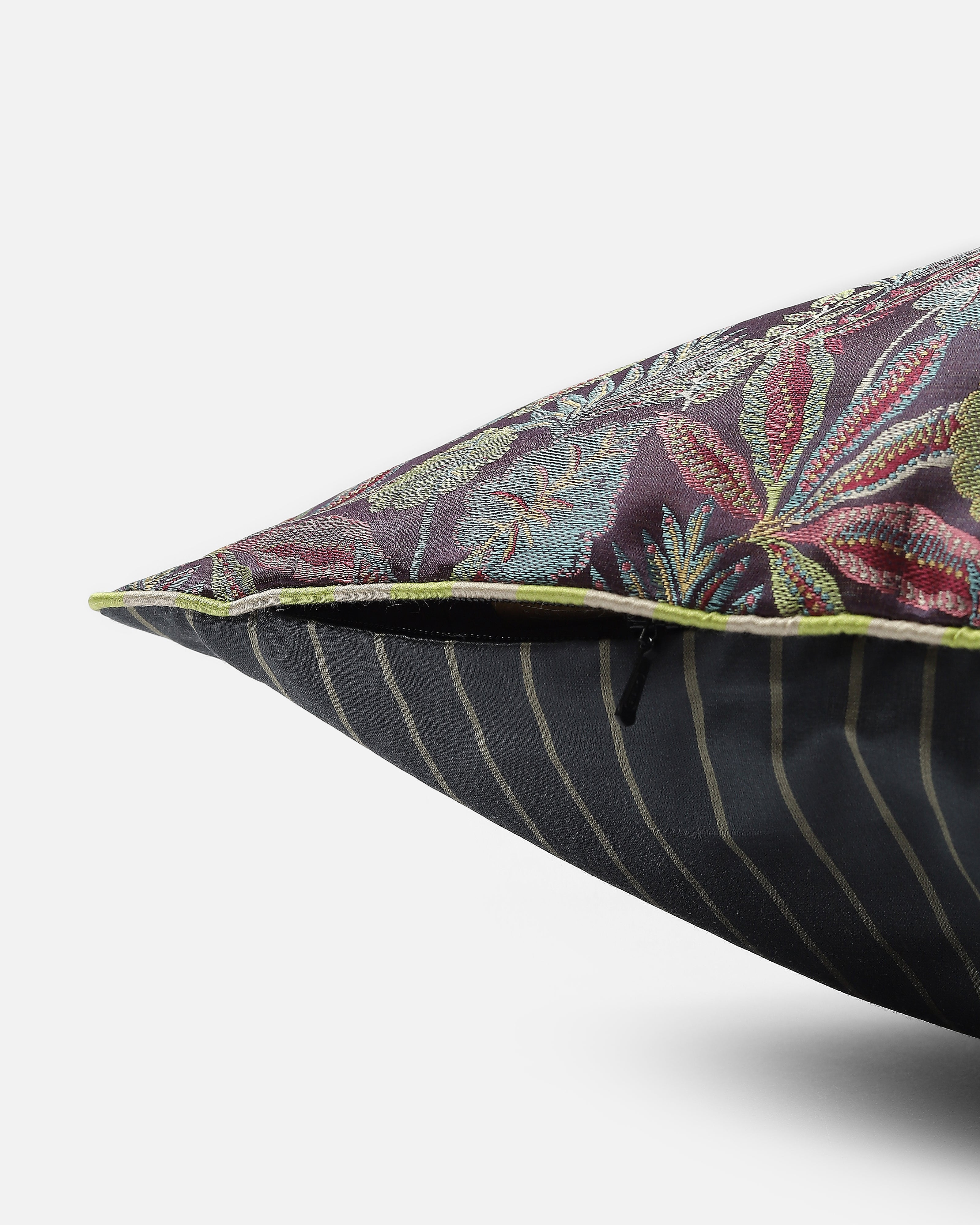 Forest Banarasi Tanchoi Silk Cushion Cover