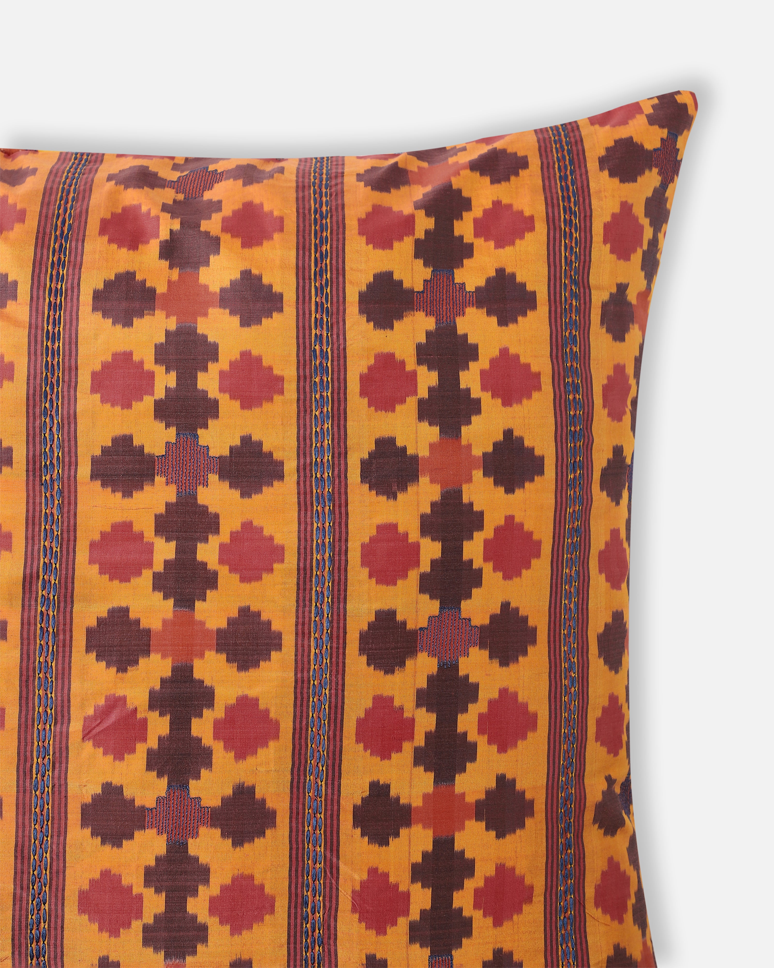 Yama Pochampally Warp Ikat Silk Cotton Cushion Cover