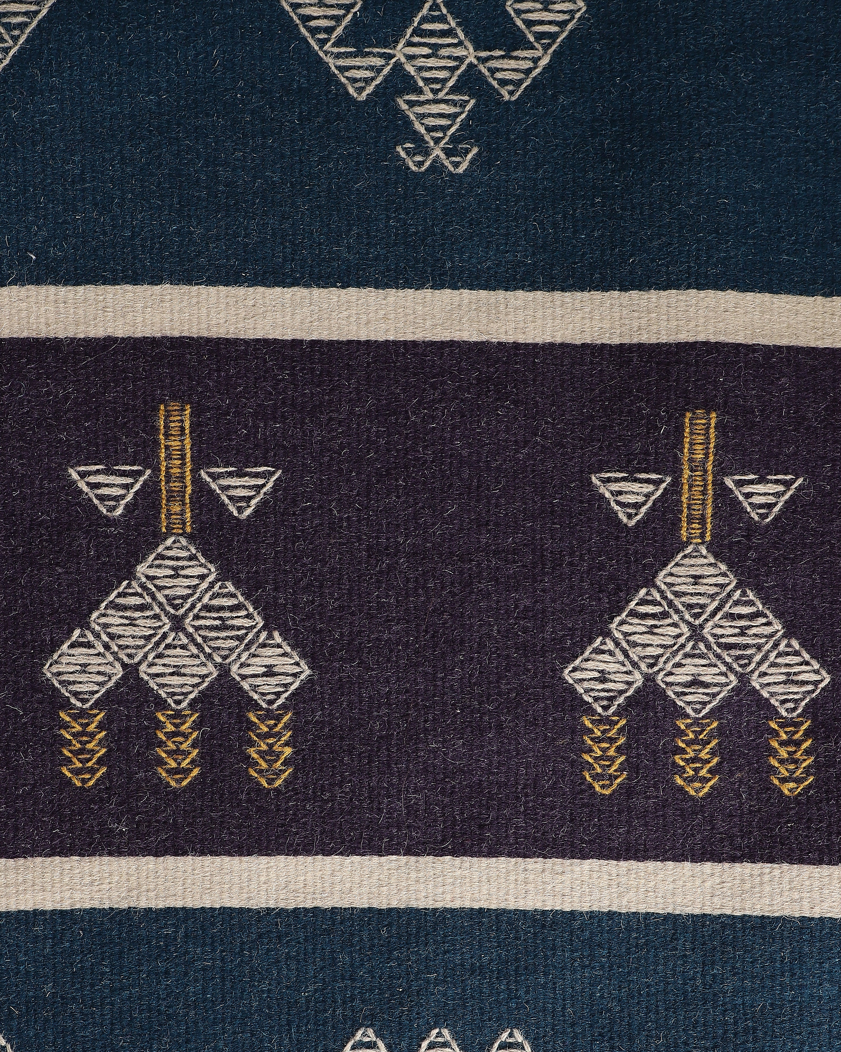 Menas Bhujodi Extra Weft Cotton Wool Rug