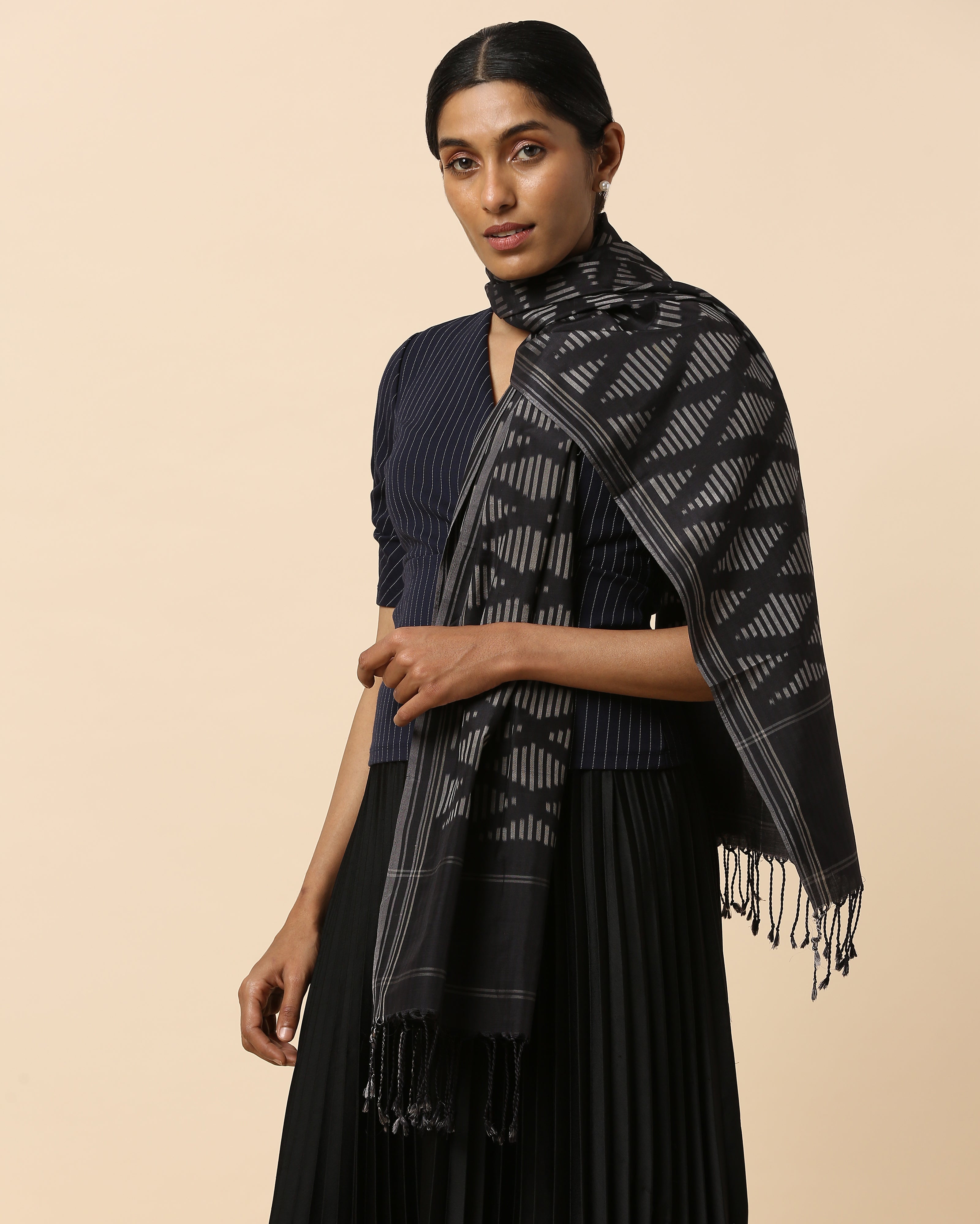 Angle Pochampally Warp Ikat Silk Cotton Stole