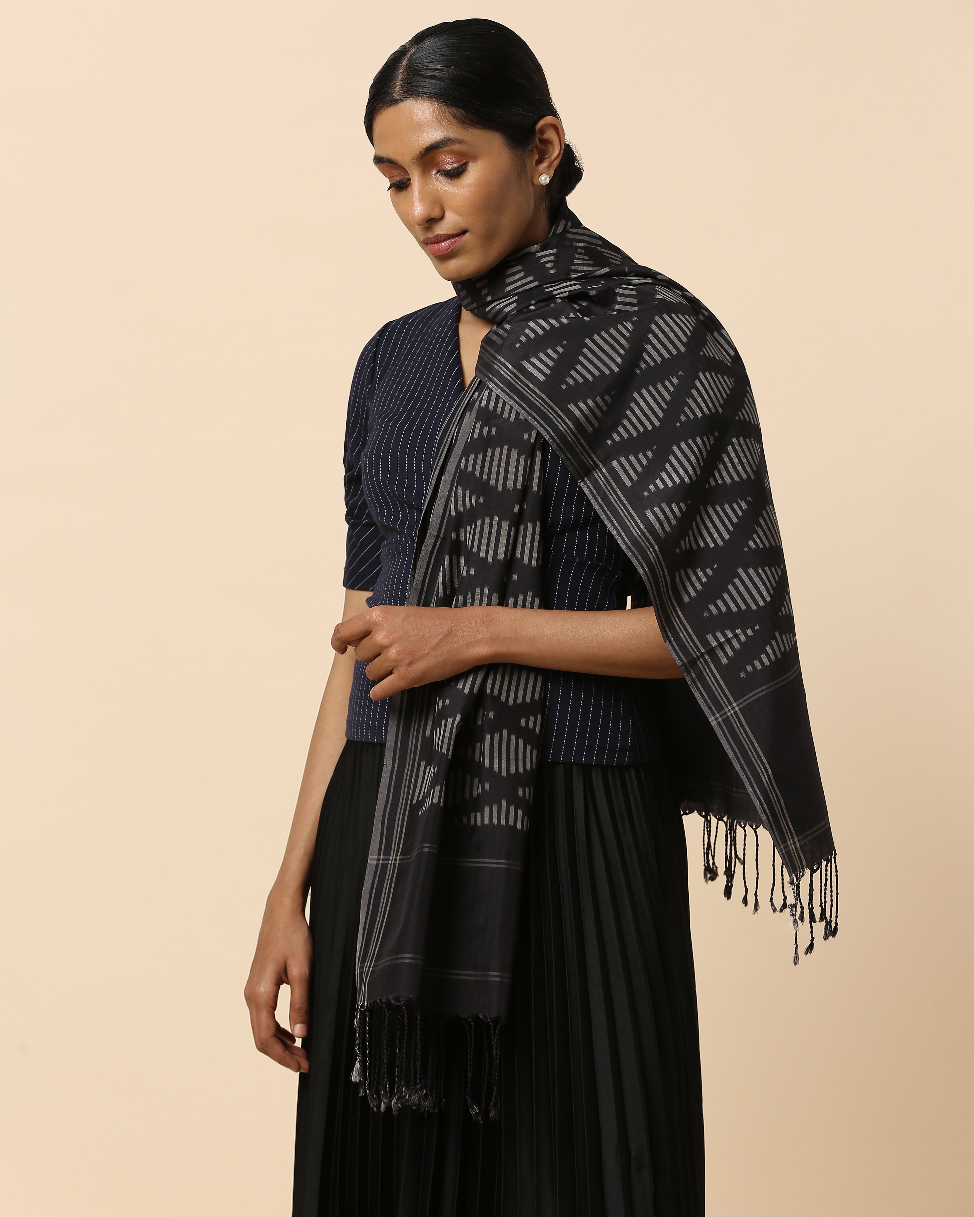 Angle Pochampally Warp Ikat Silk Cotton Stole