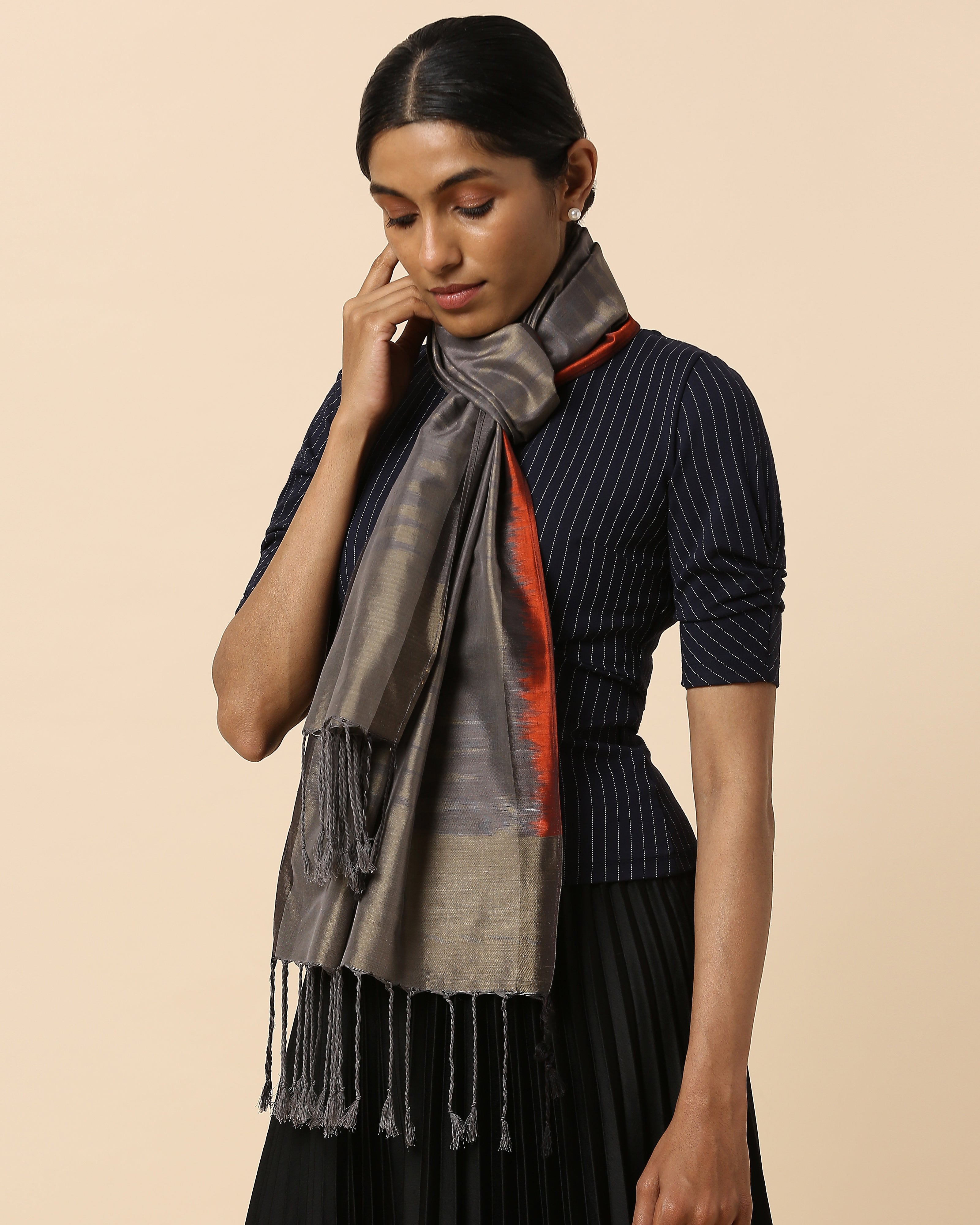 Angle Pochampally Warp Ikat Silk Cotton Stole