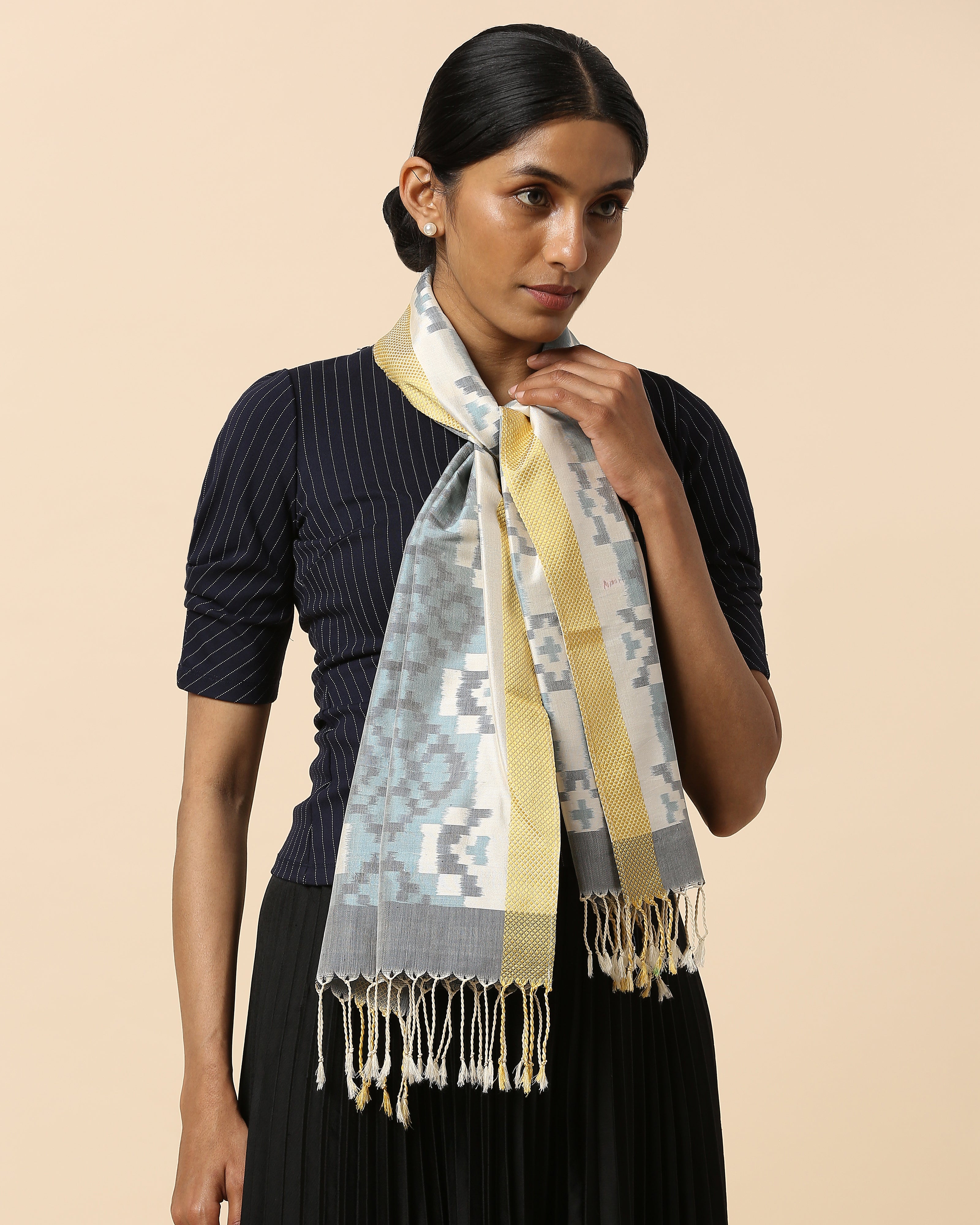 Swaroop Pochampally Weft Ikat Cotton Silk Stole