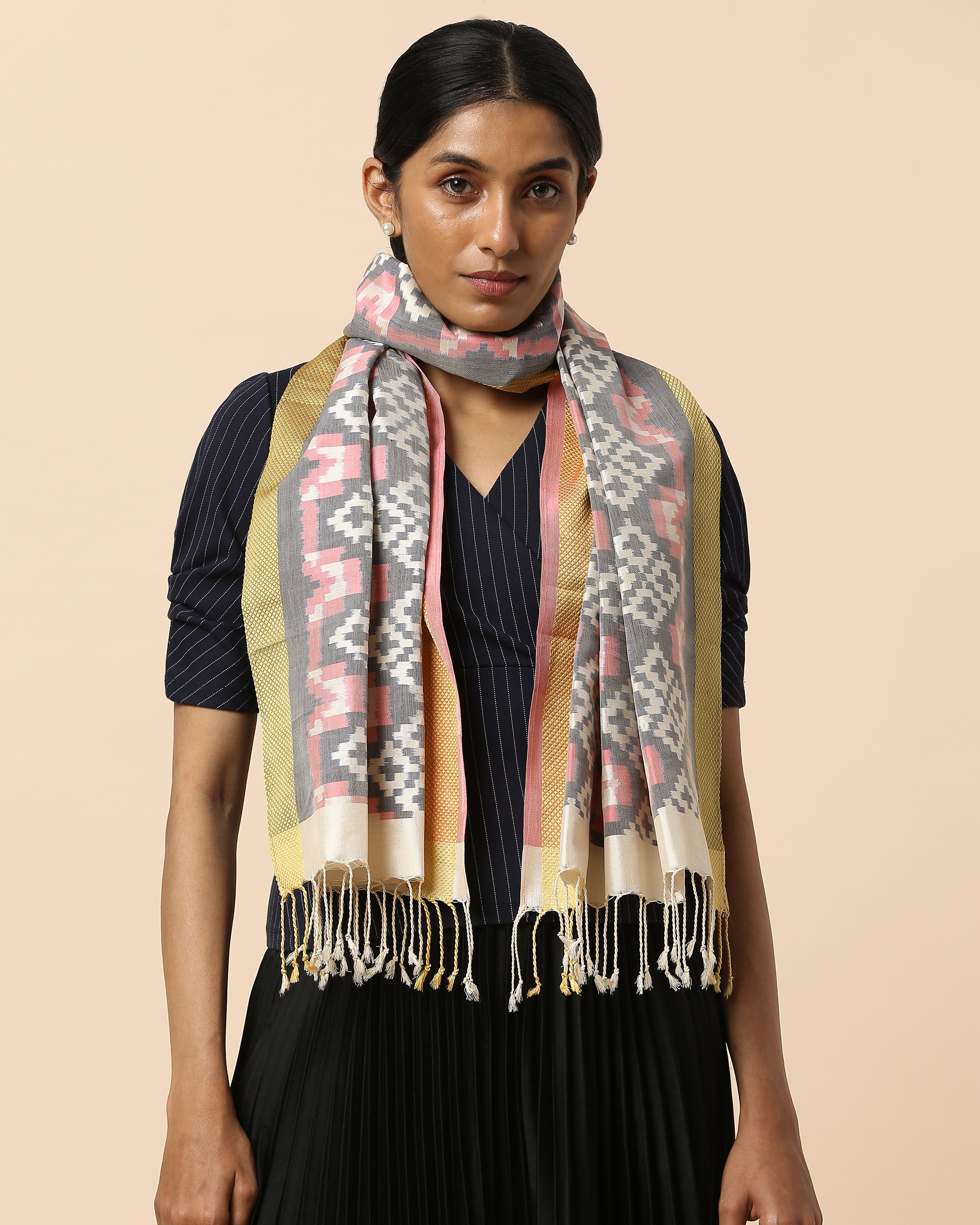 Swaroop Pochampally Weft Ikat Cotton Silk Stole