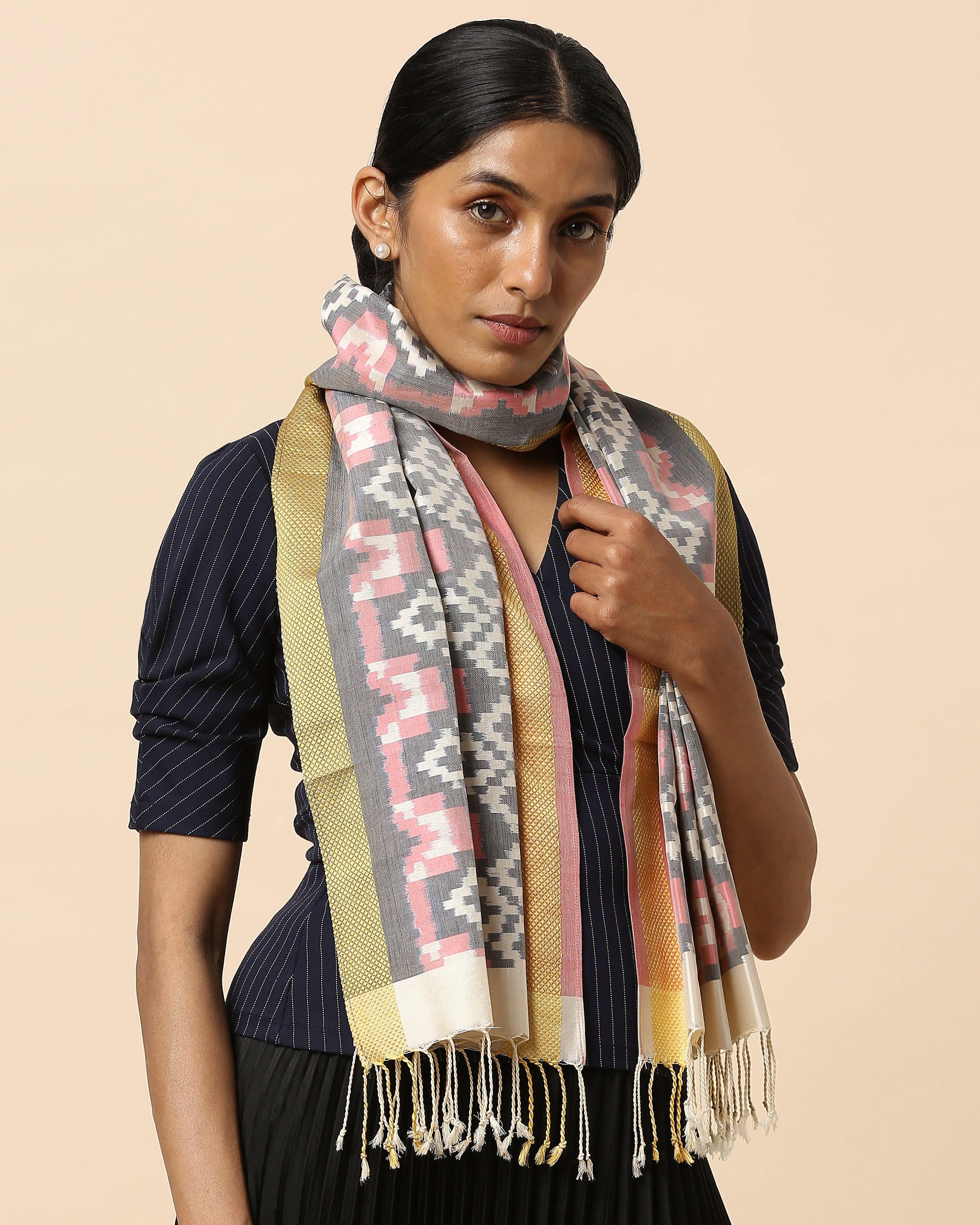 Swaroop Pochampally Weft Ikat Cotton Silk Stole