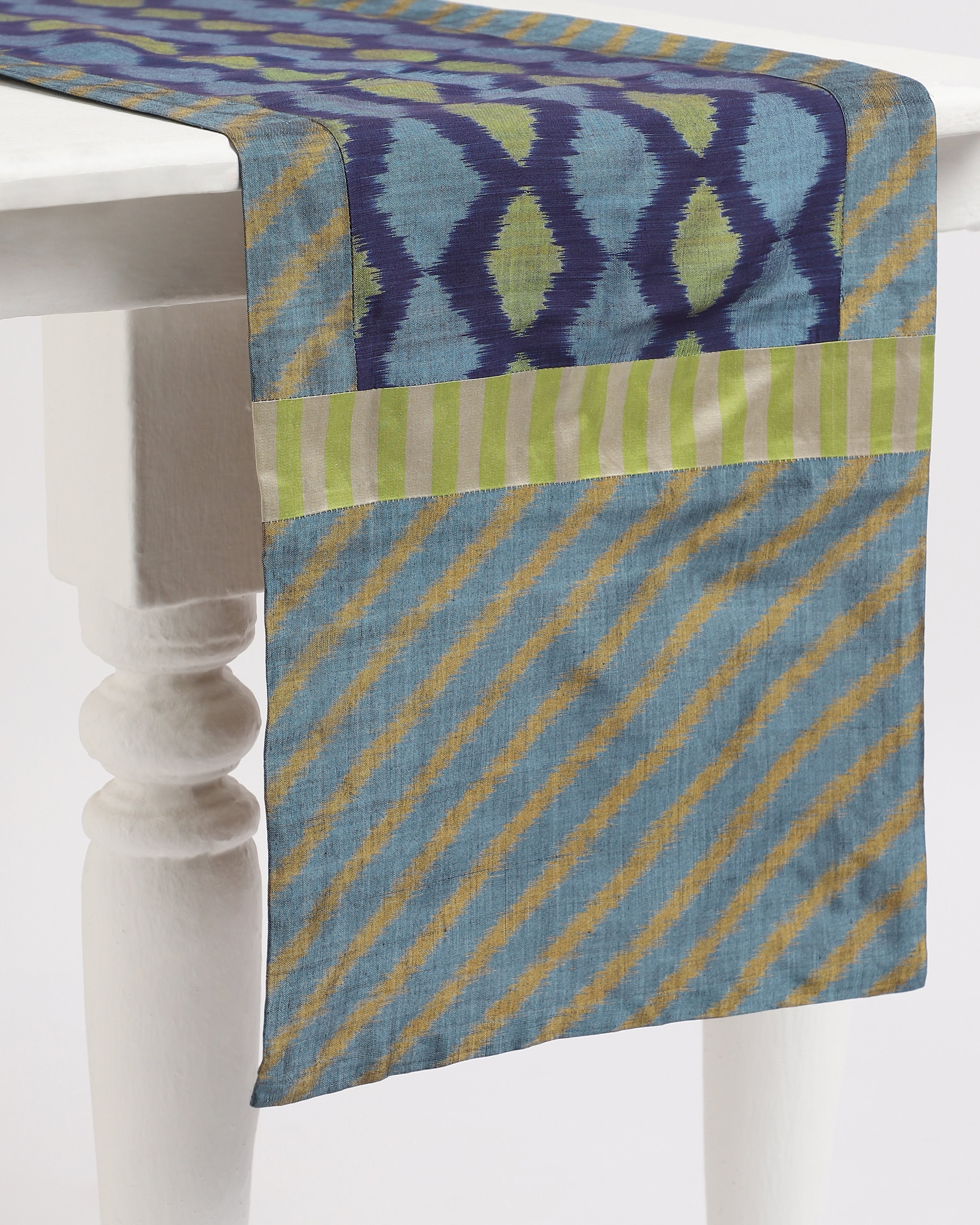 Tuli Pochampally Weft Ikat Cotton Silk Table Runner