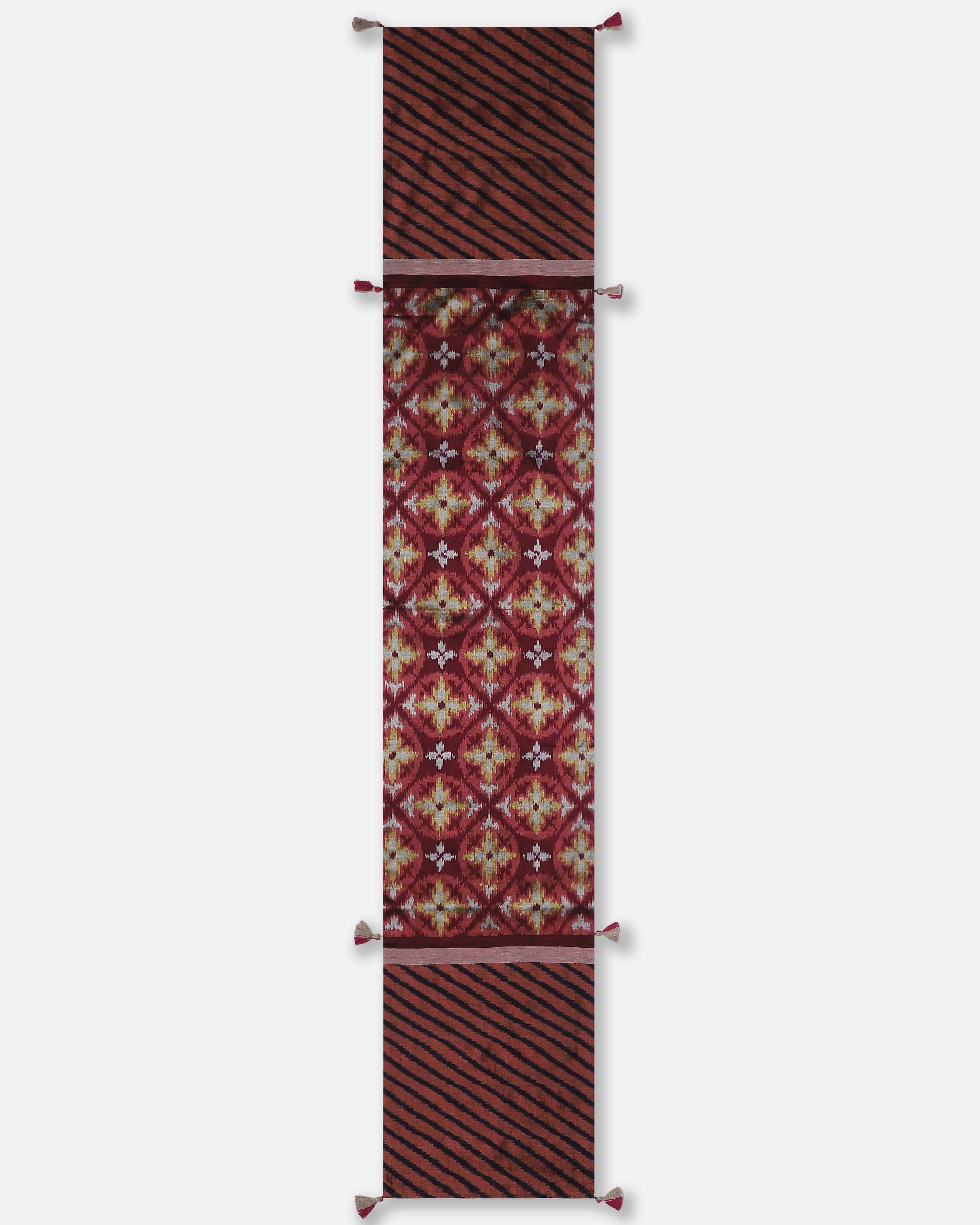 Charmo Pochampally Weft Ikat Cotton Silk Table Runner