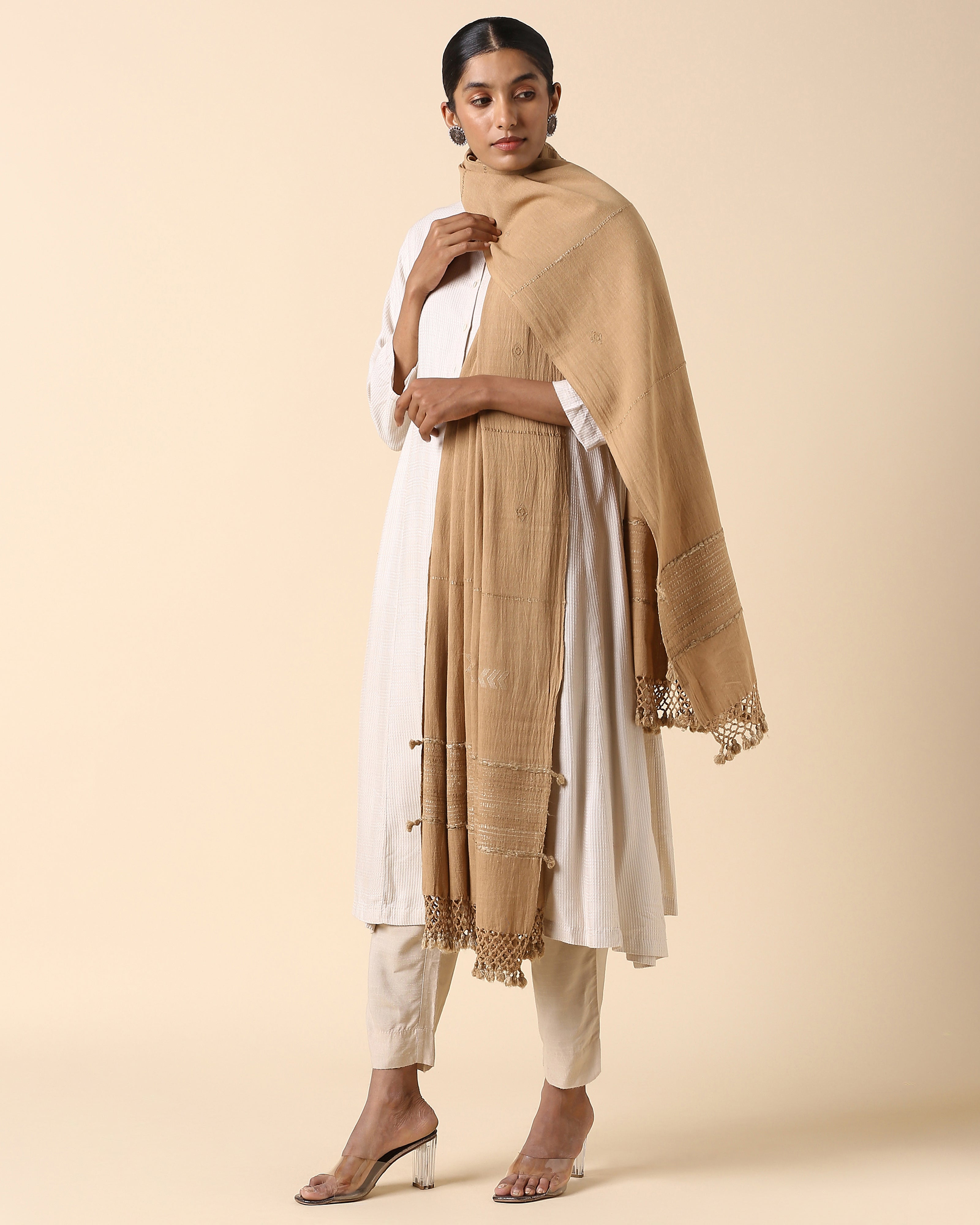 Hemika Bhujodi Extra Weft Brown Cotton Dupatta