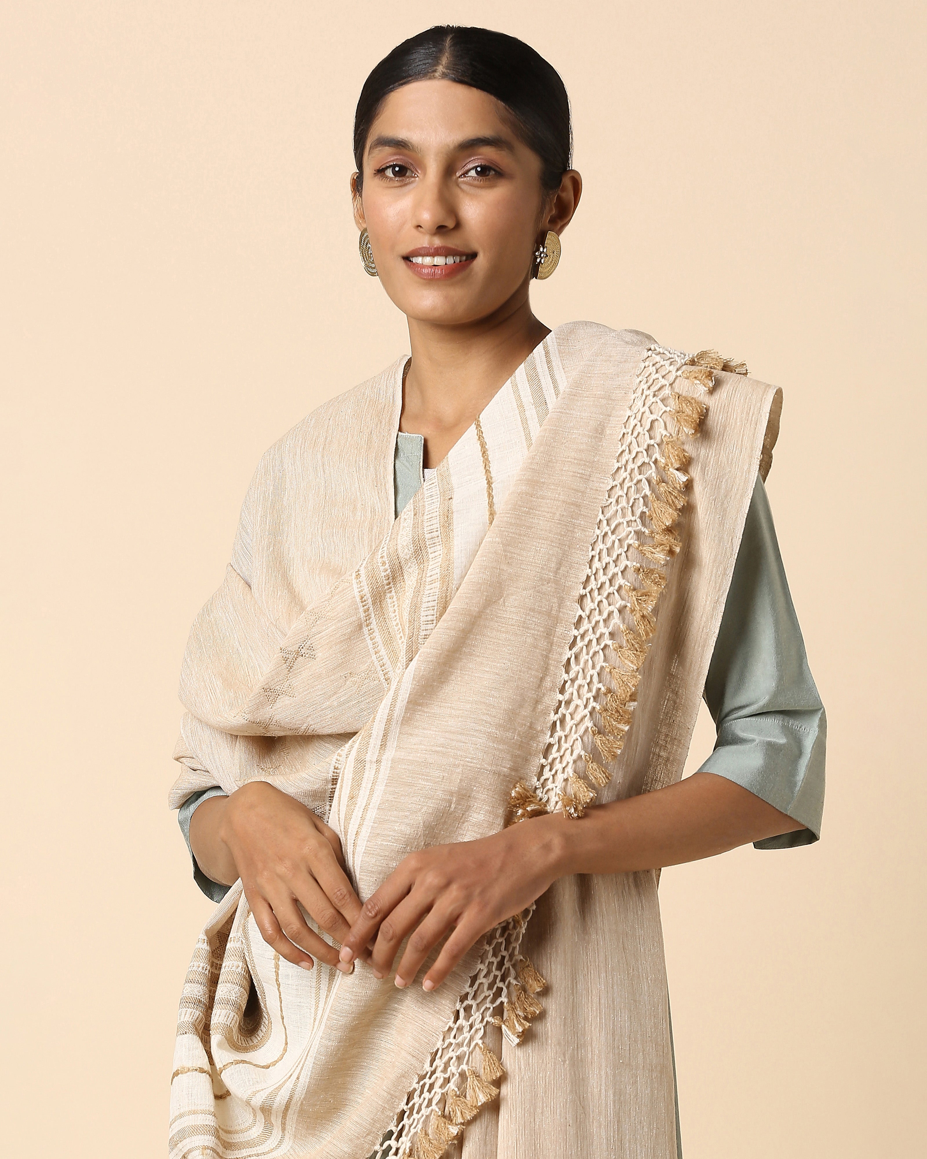 Panchita Bhujodi Extra Weft Brown Cotton Dupatta