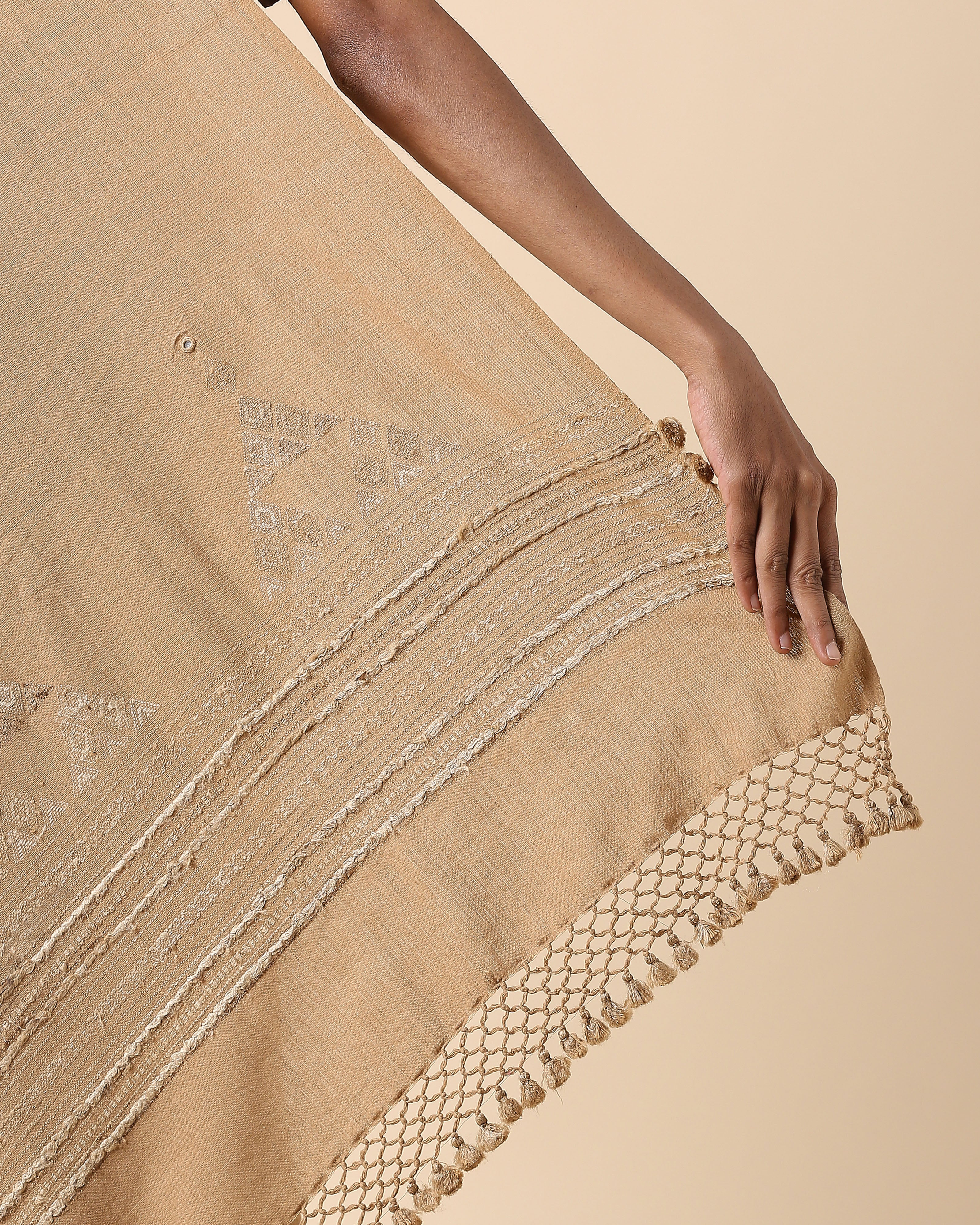 Garima Bhujodi Extra Weft Brown Cotton Saree