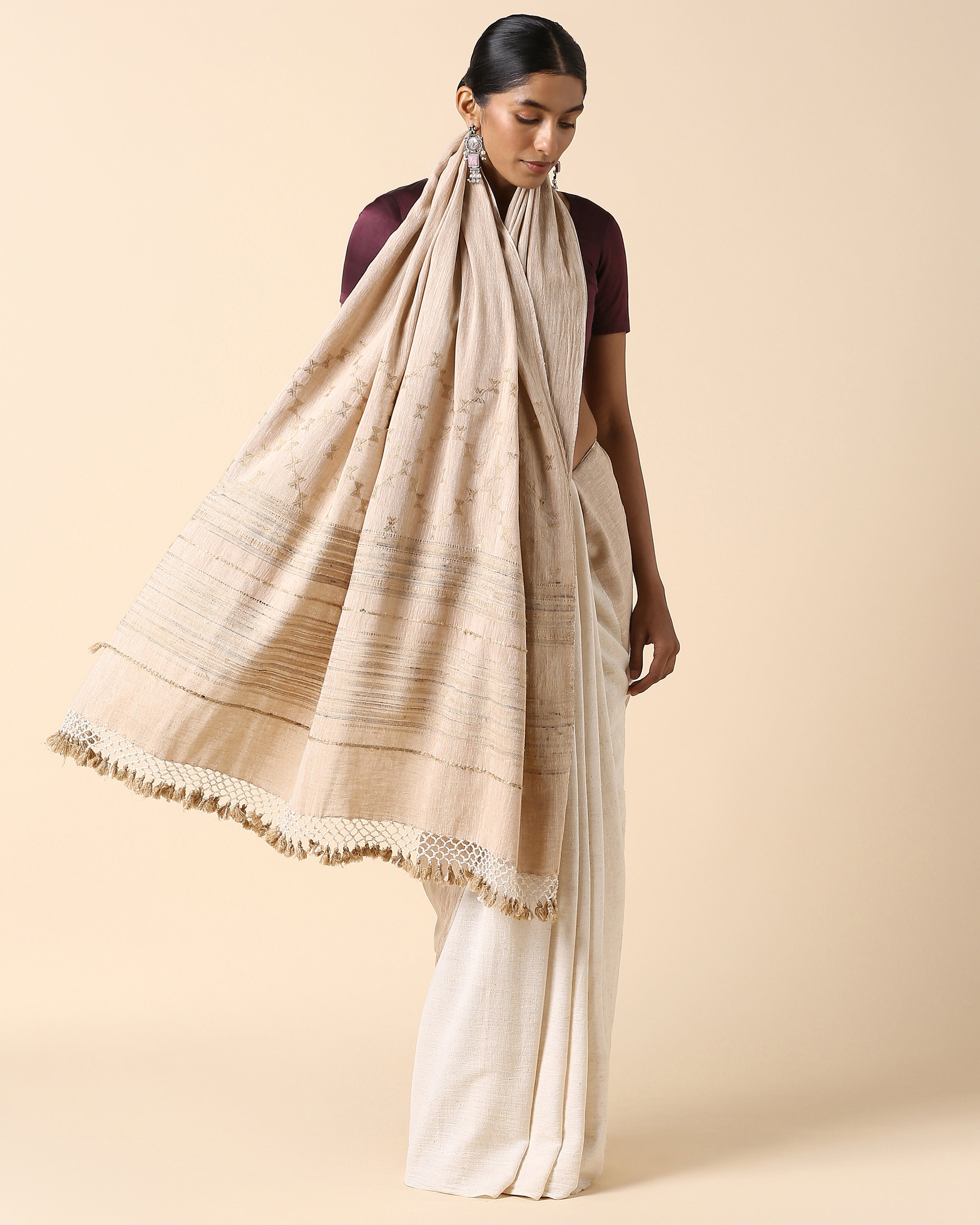 Panchita Bhujodi Extra Weft Brown Cotton Saree