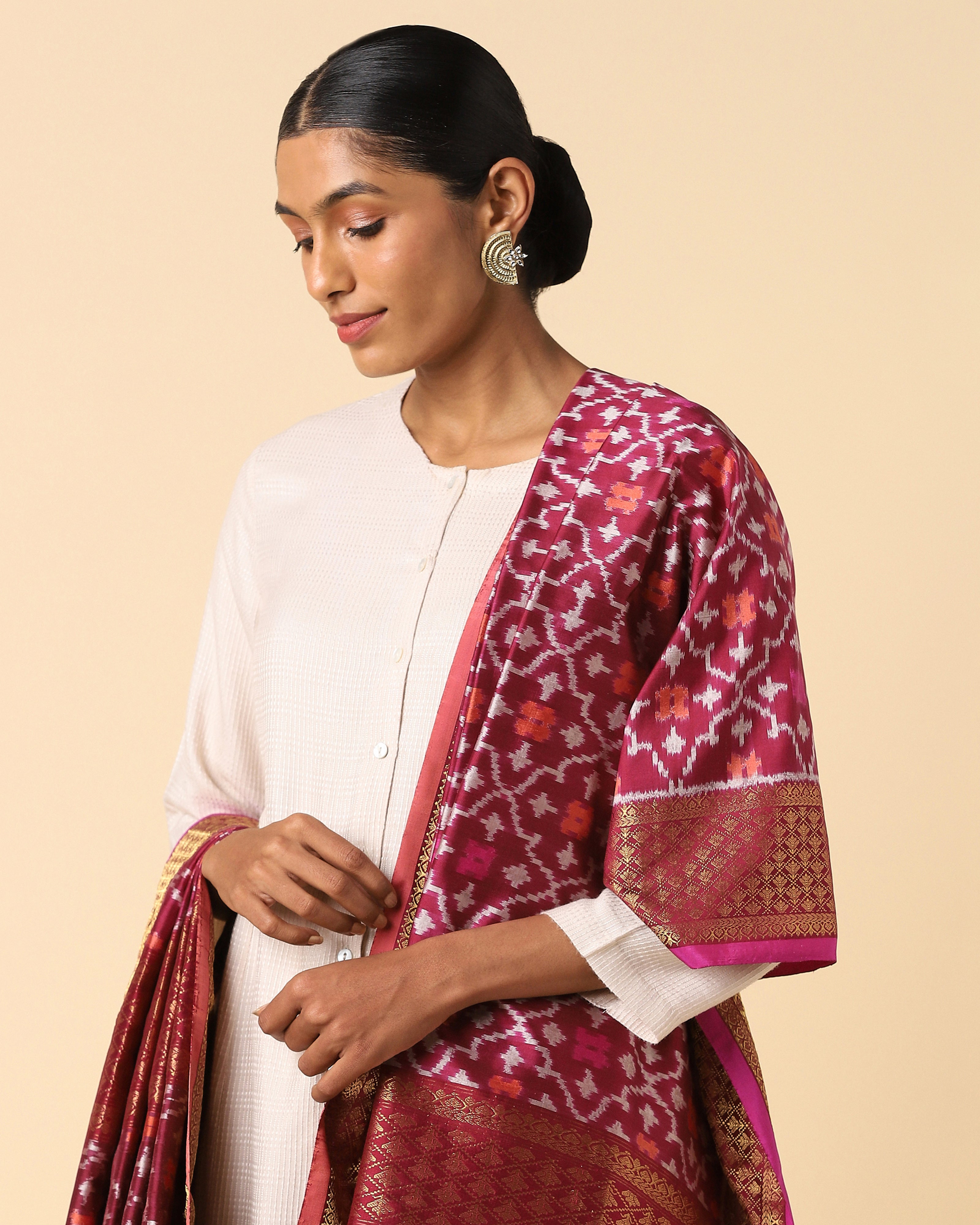 Sharmin Pochampally Weft Ikat Silk Dupatta