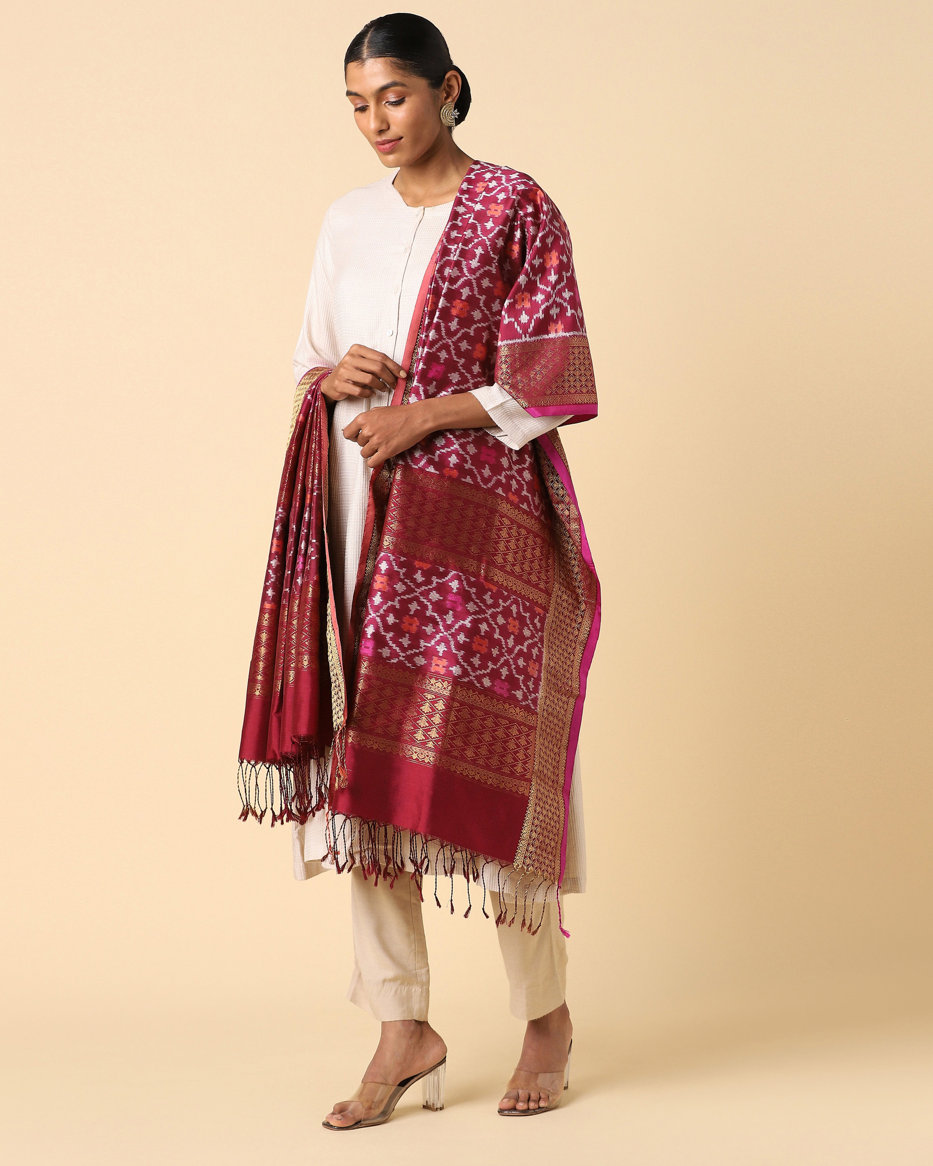 Sharmin Pochampally Weft Ikat Silk Dupatta