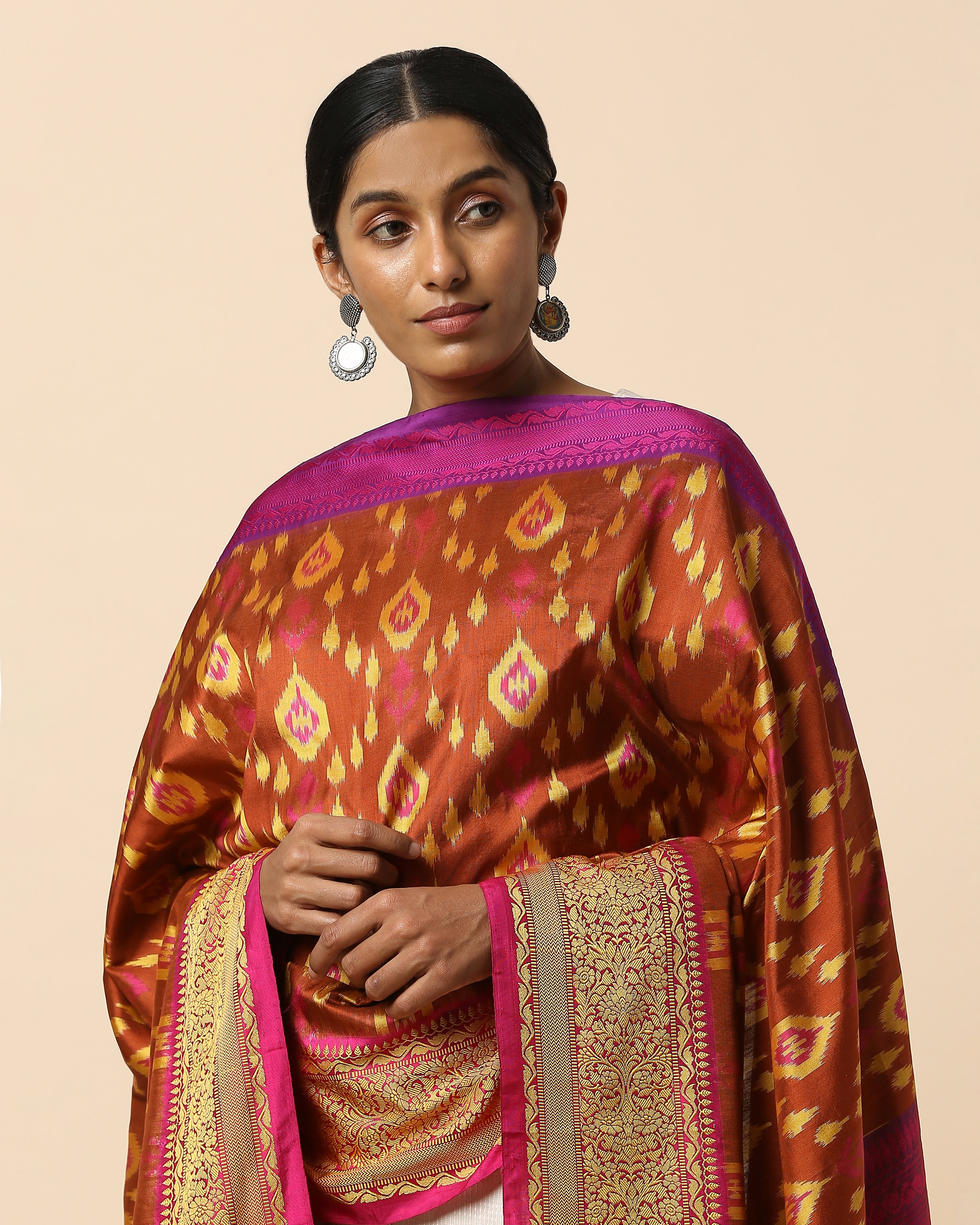 Aafia Pochampally Weft Ikat Silk Dupatta