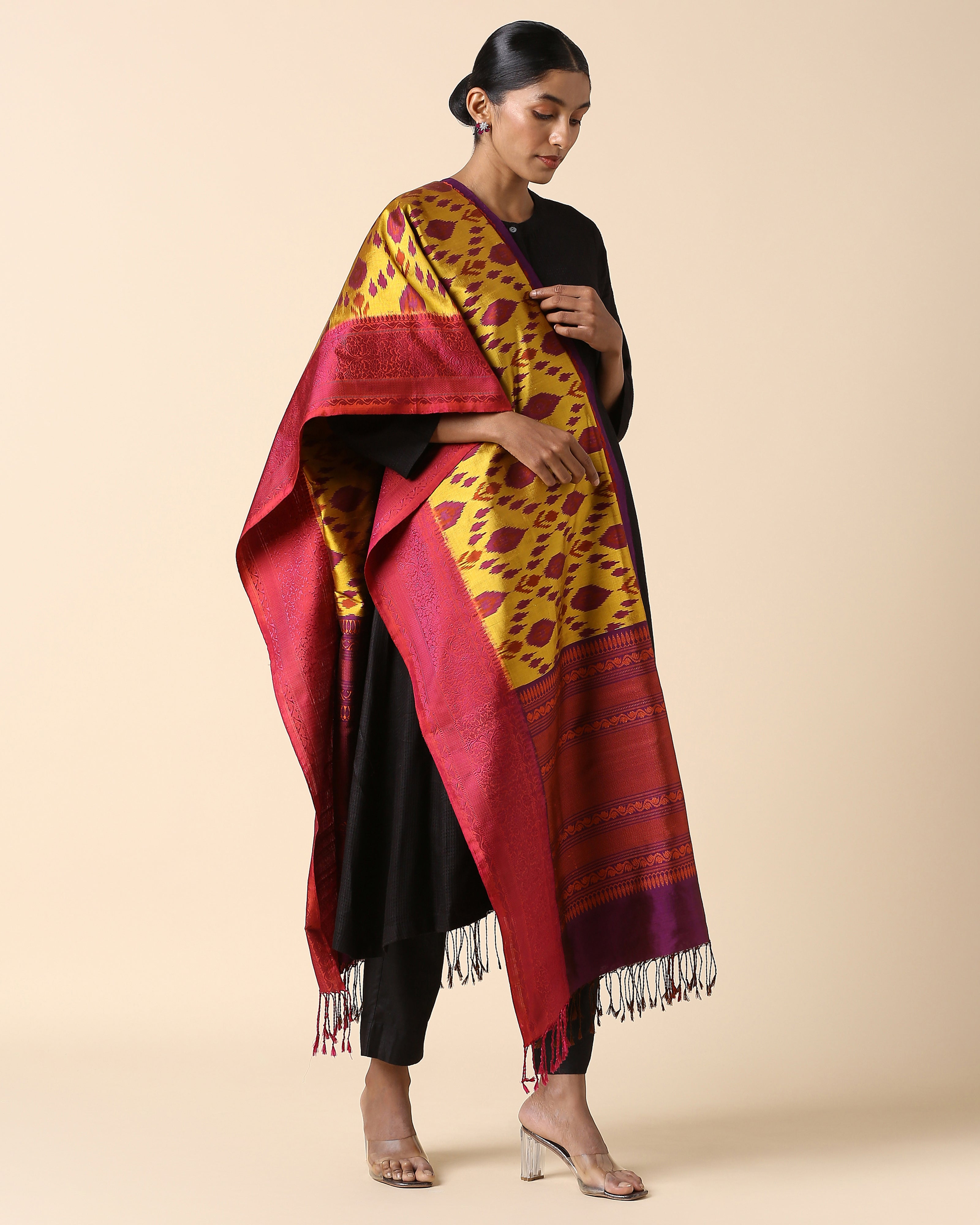 Aafia Pochampally Weft Ikat Silk Dupatta