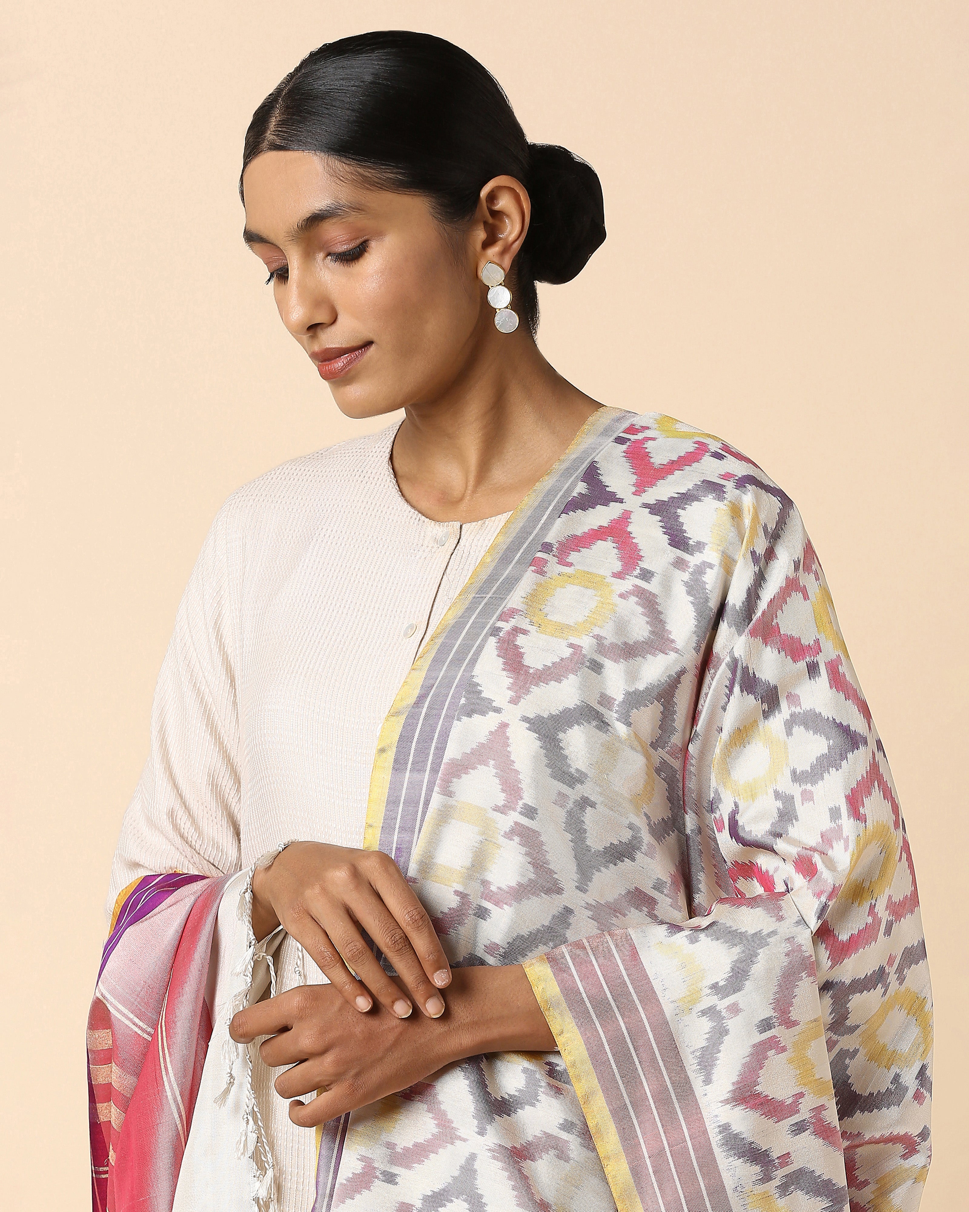 Layina Pochampally Weft Ikat Silk Dupatta