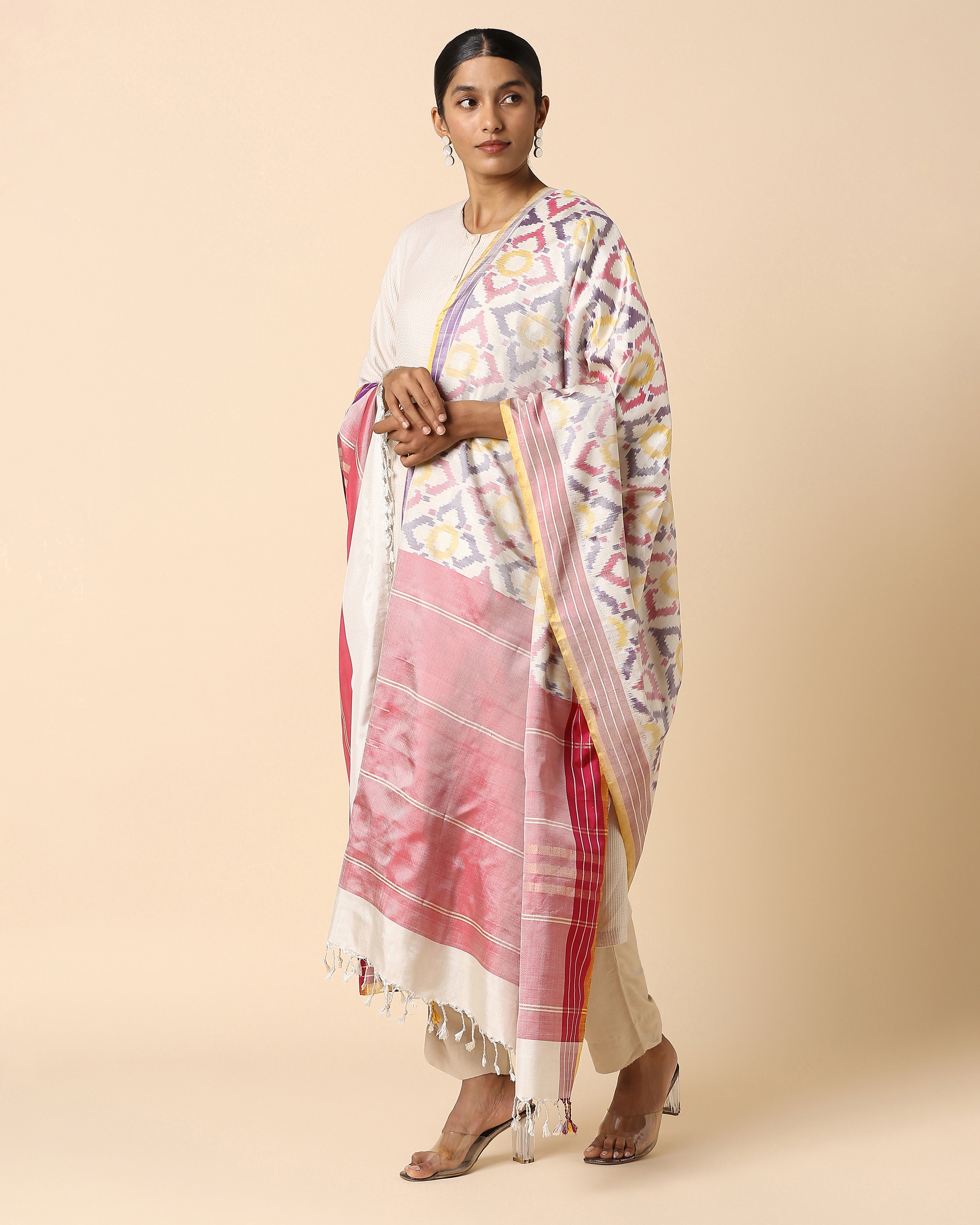 Layina Pochampally Weft Ikat Silk Dupatta