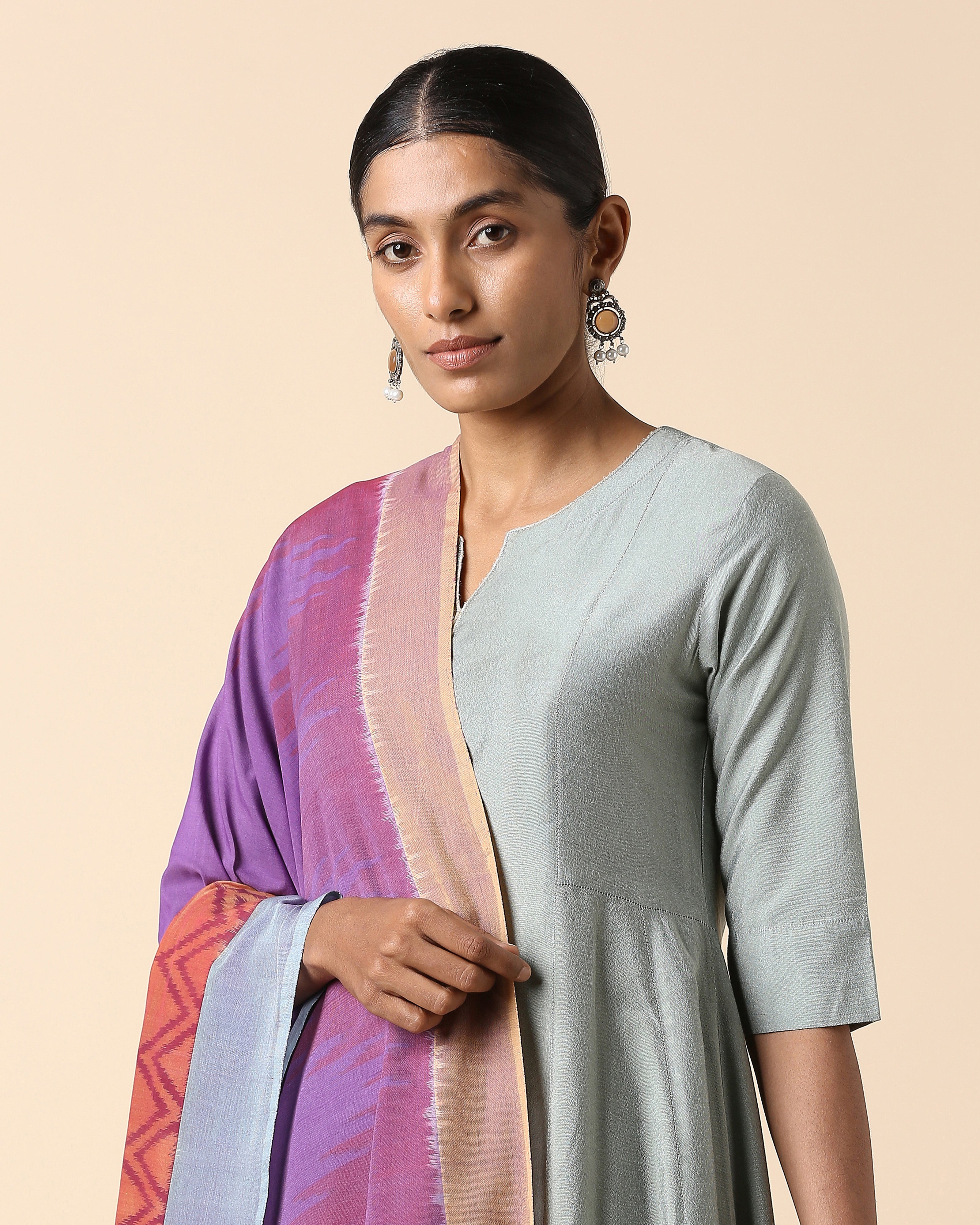 Shazfa Pochampally Weft Ikat Cotton Dupatta