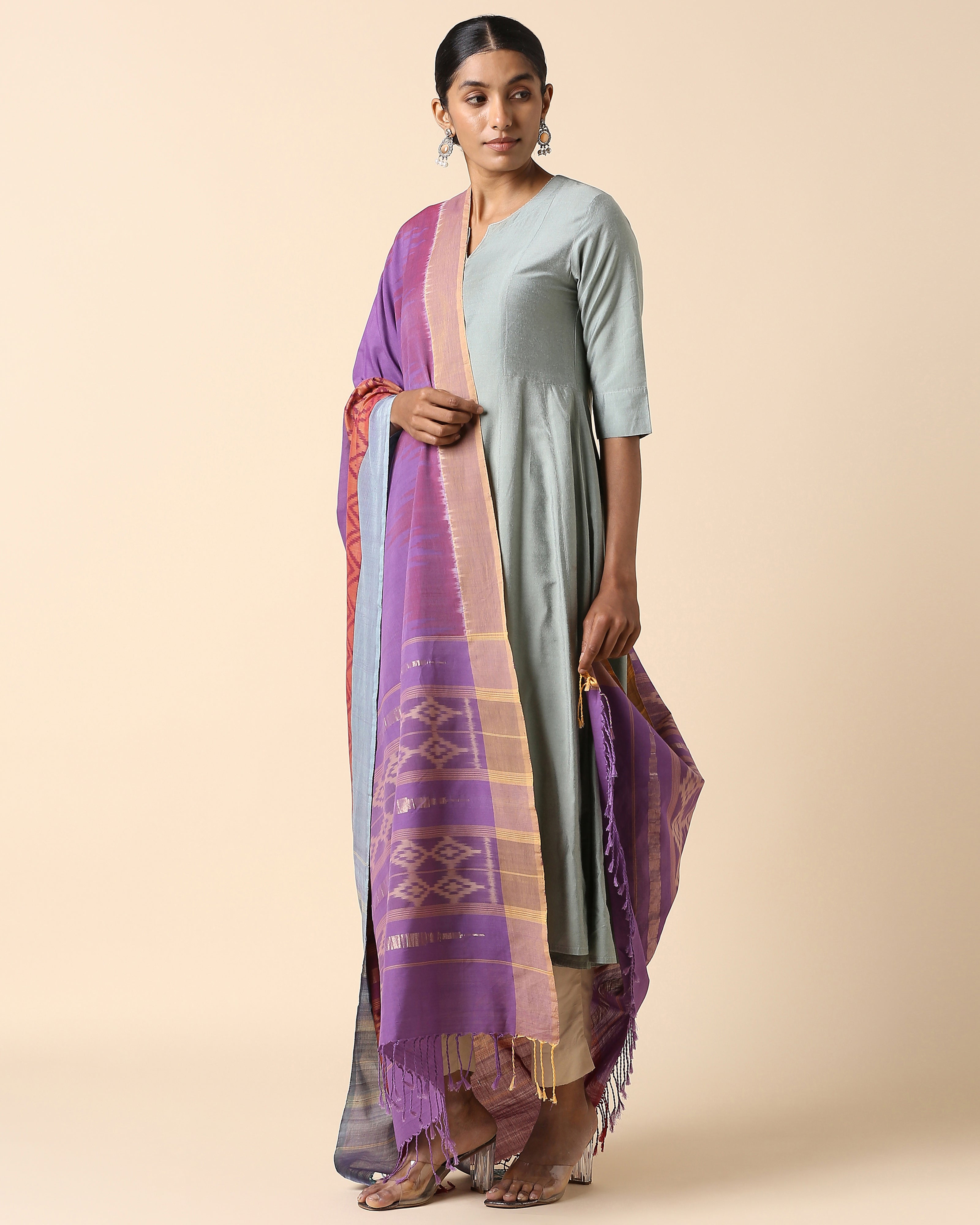 Shazfa Pochampally Weft Ikat Cotton Dupatta