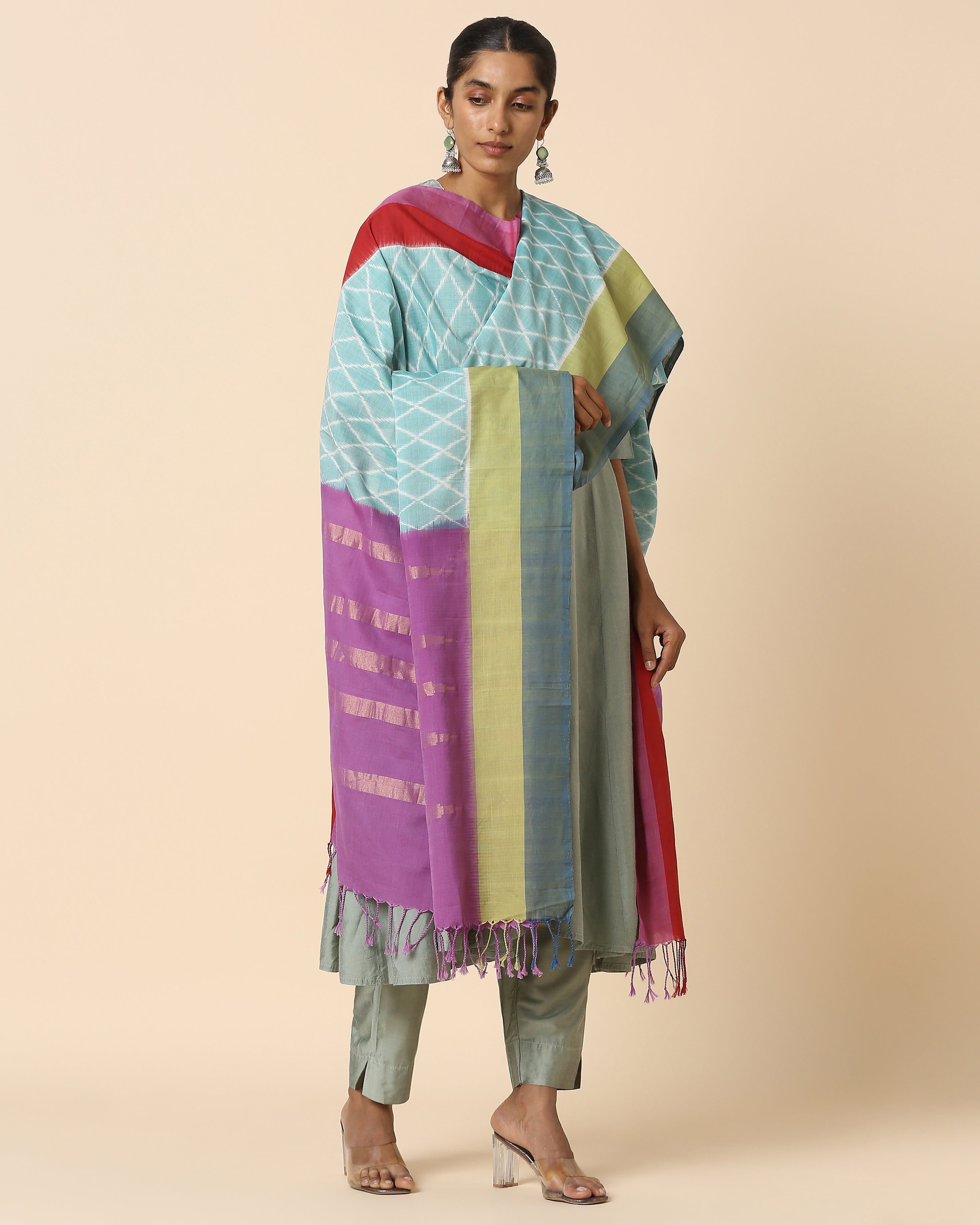 Shafna Pochampally Weft Ikat Cotton Dupatta
