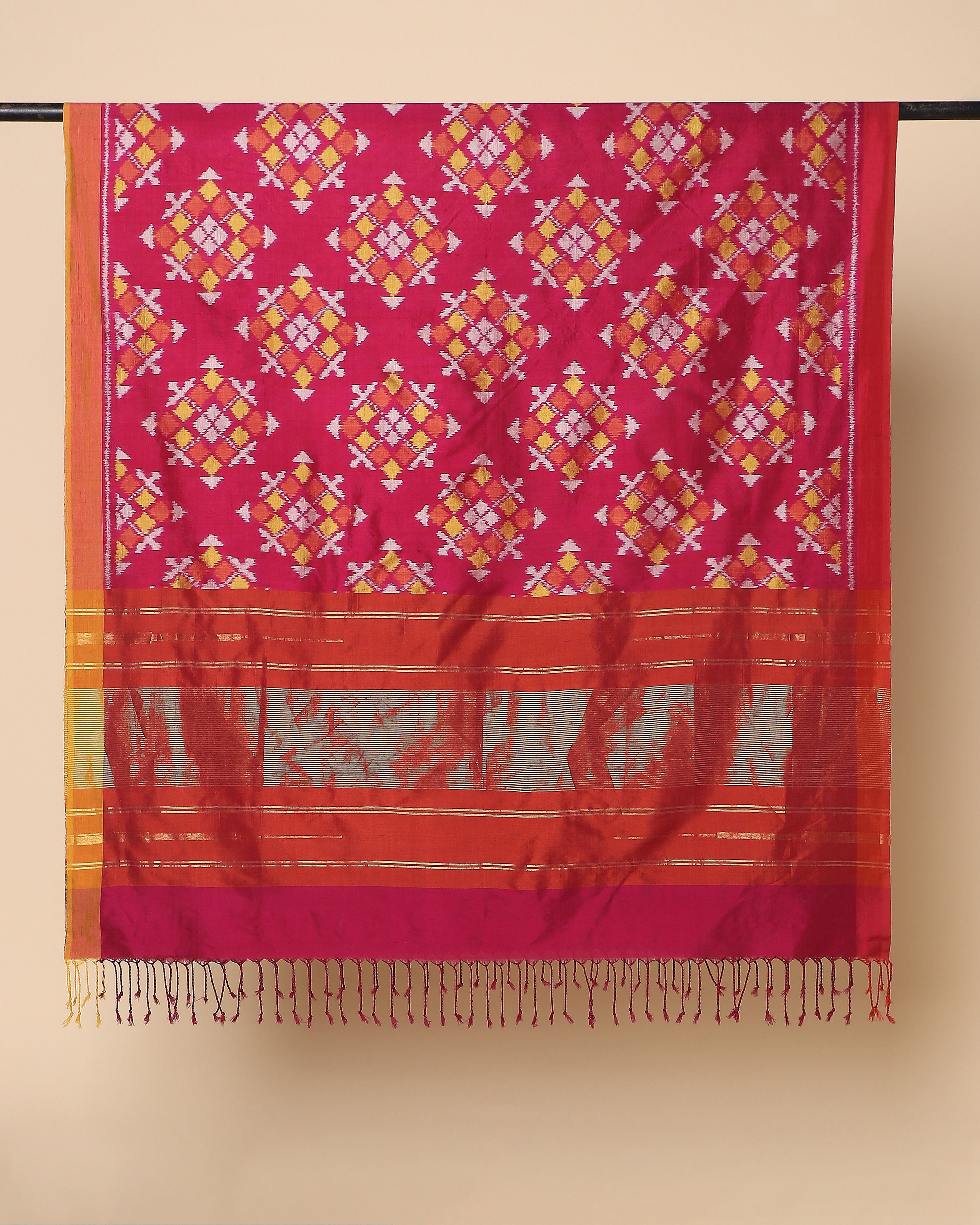 Nahara Pochampally Weft Ikat Cotton Silk Dupatta