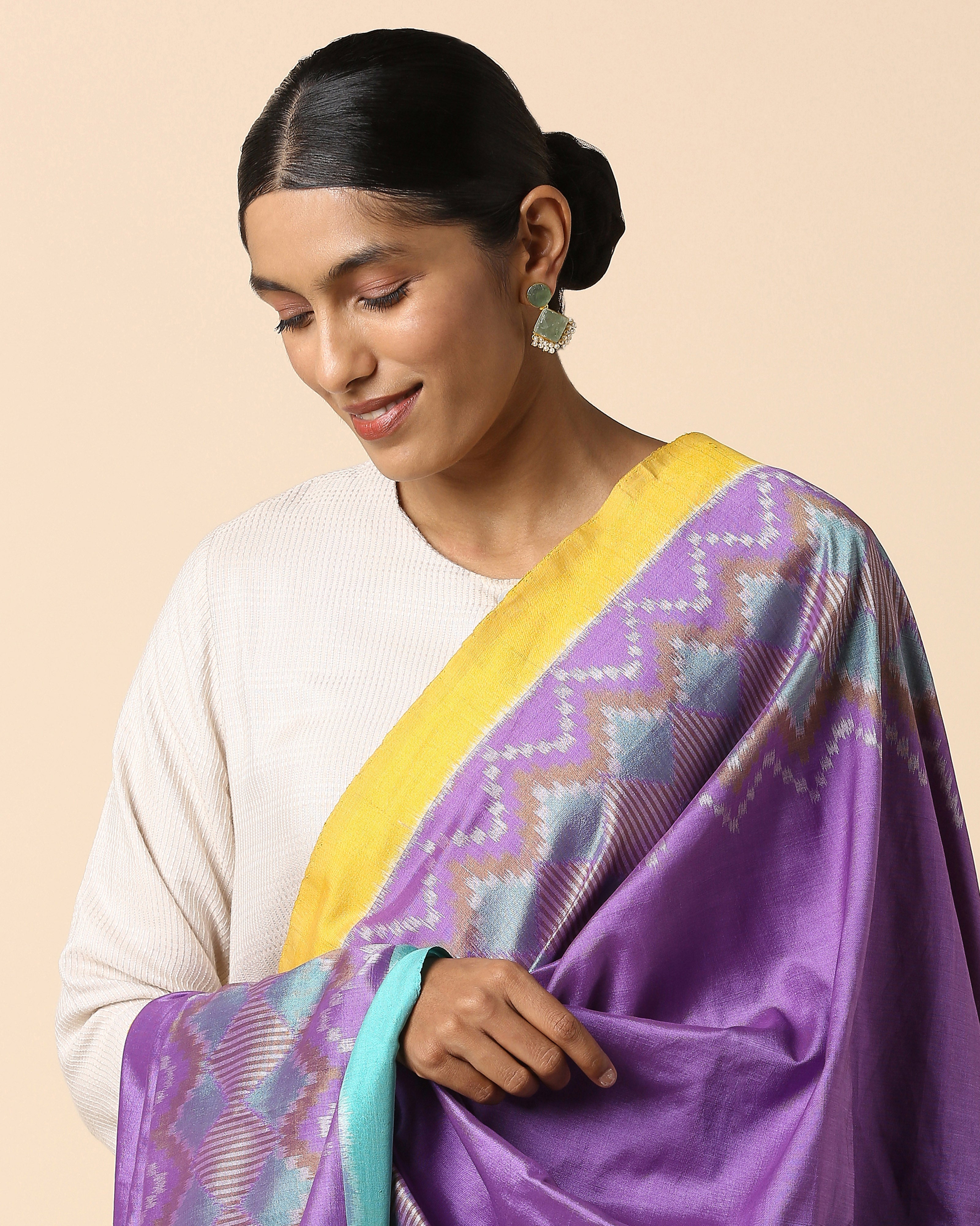 Namiah Pochampally Weft Ikat Cotton Silk Dupatta