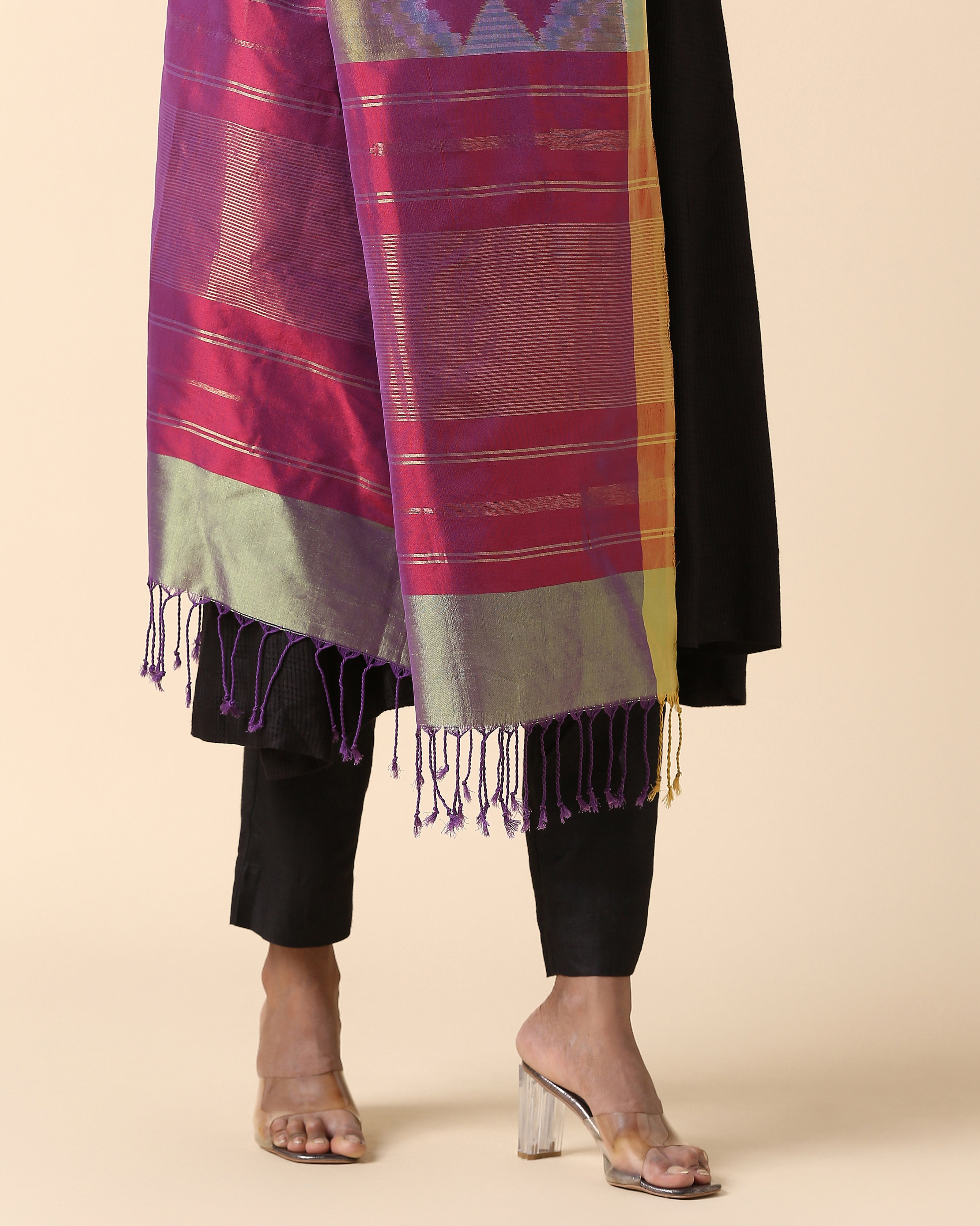 Namiah Pochampally Weft Ikat Cotton Silk Dupatta